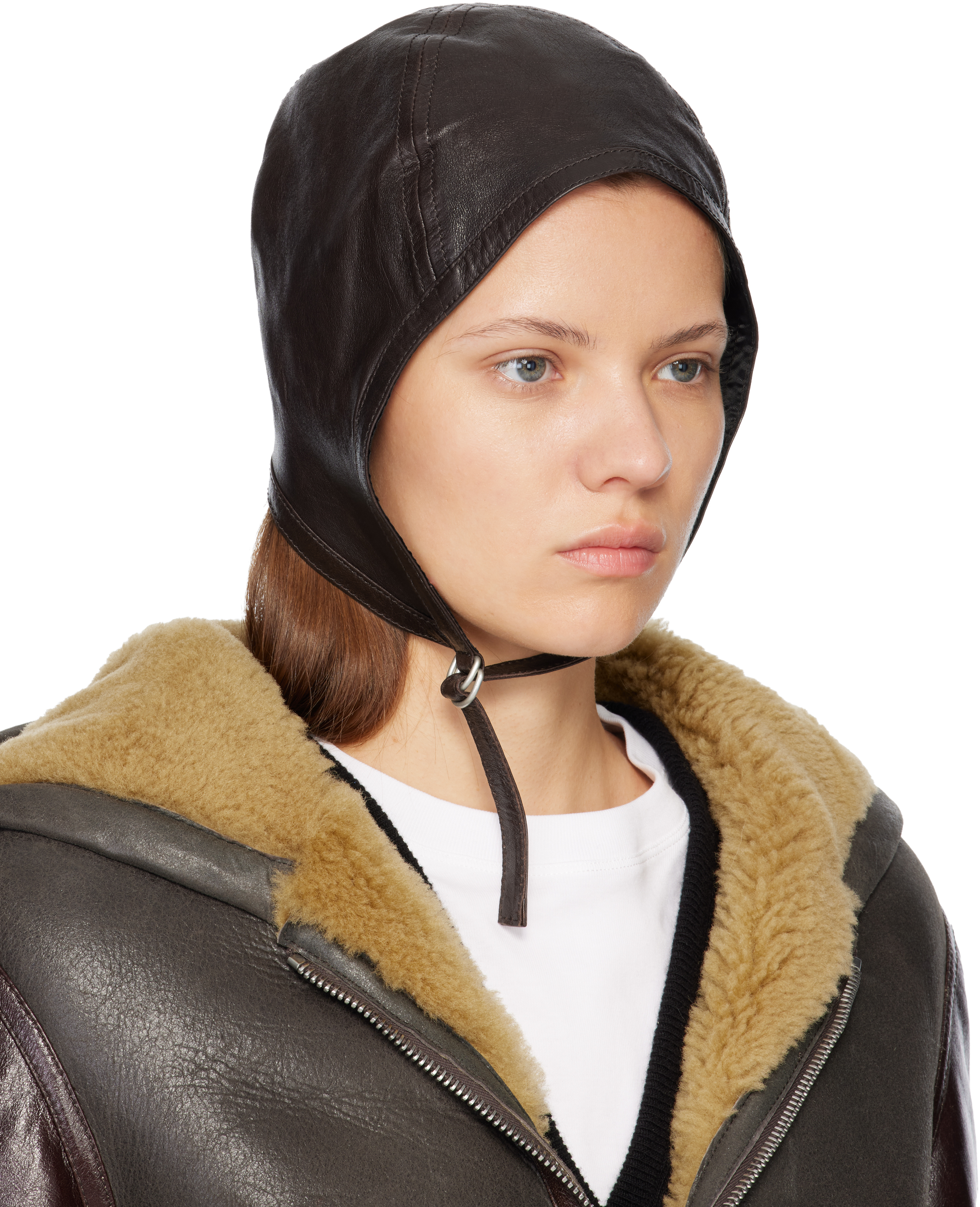 Acne Studios Brown Lambskin Hat In Brown