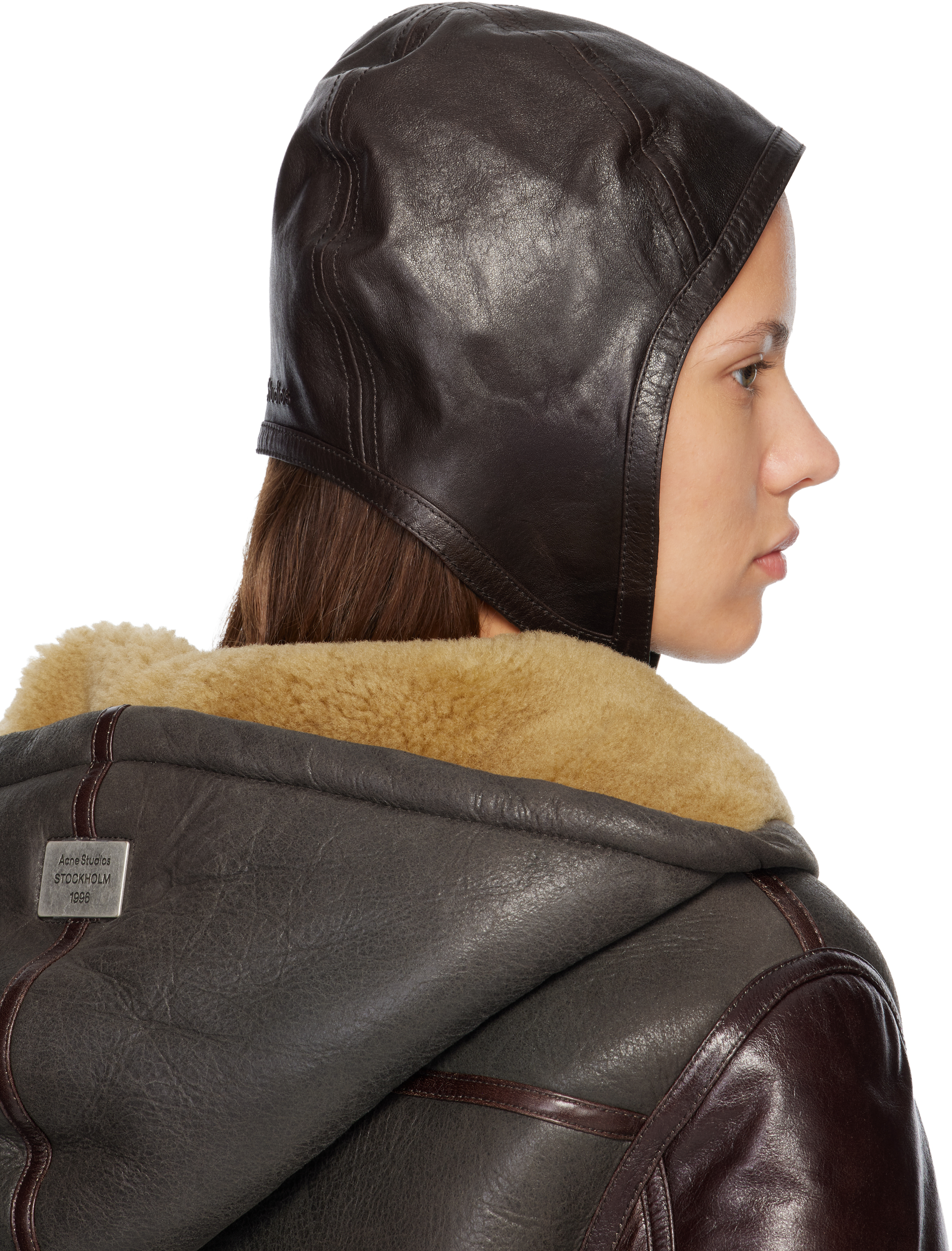 Acne Studios Brown Lambskin Hat In Brown