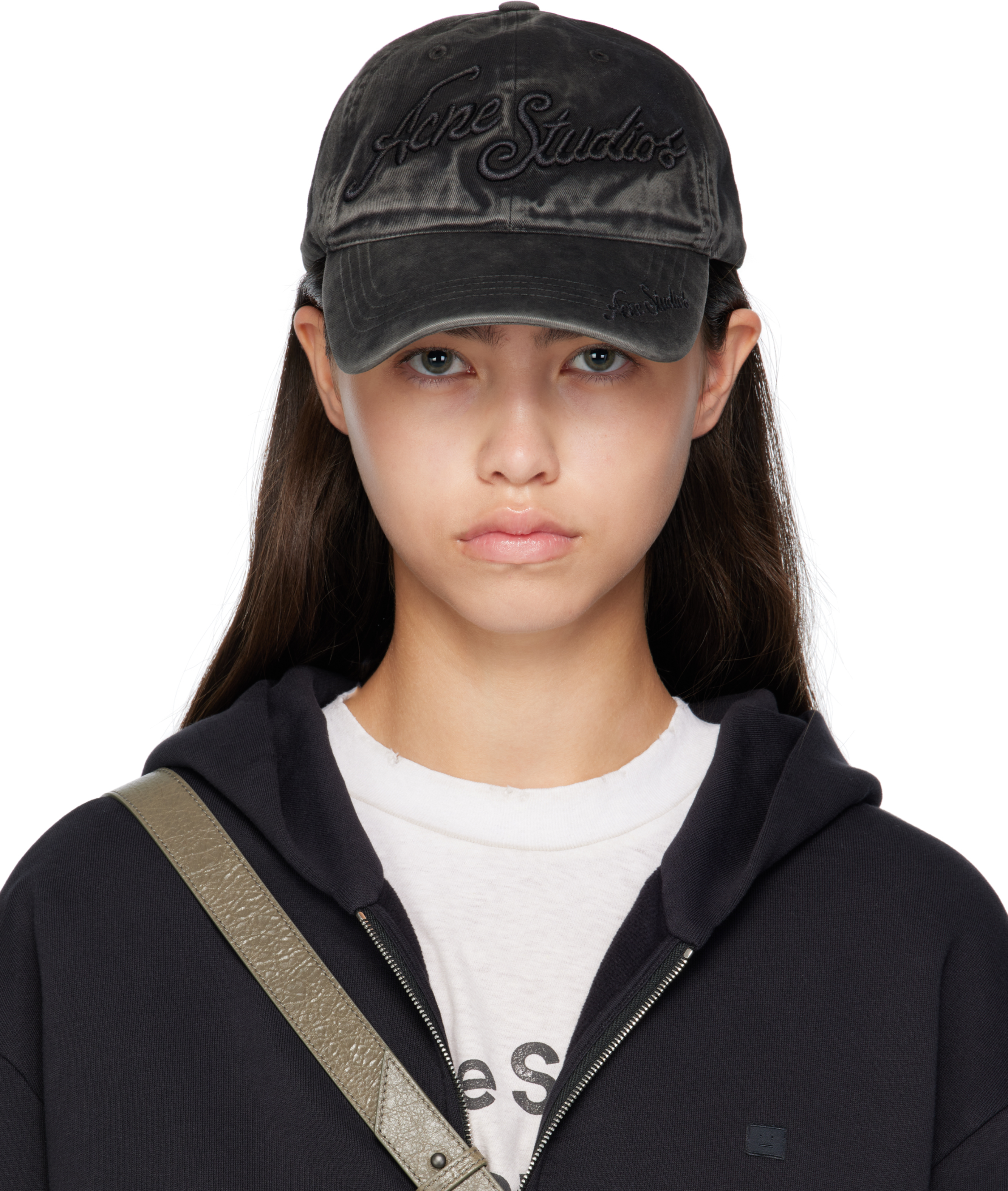 Acne Studios Black Logo Cap In Black