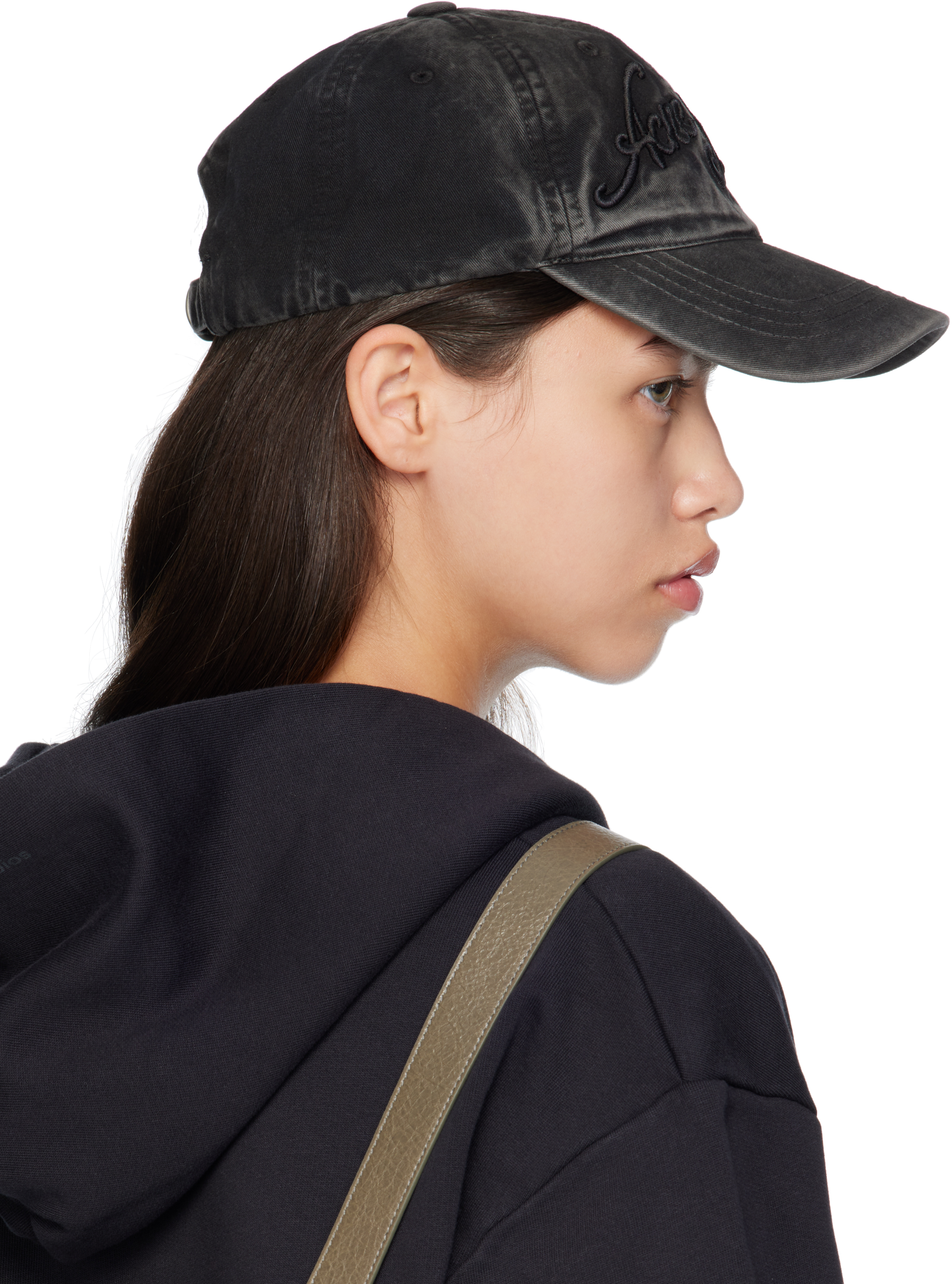 Acne Studios Black Logo Cap In Black