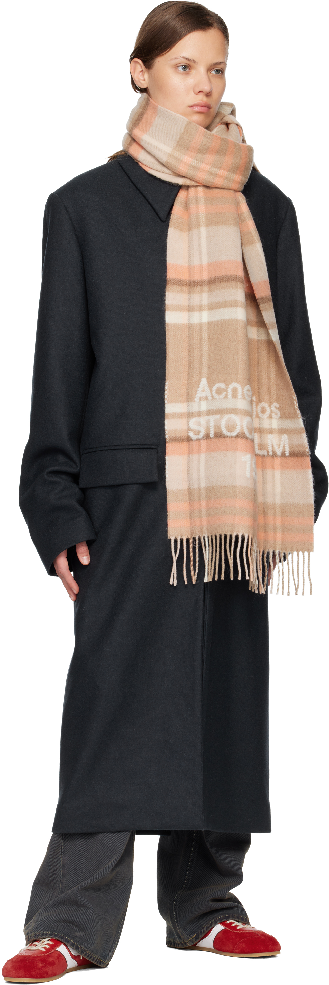 Acne Studios Women Check Logo Scarf In Multi