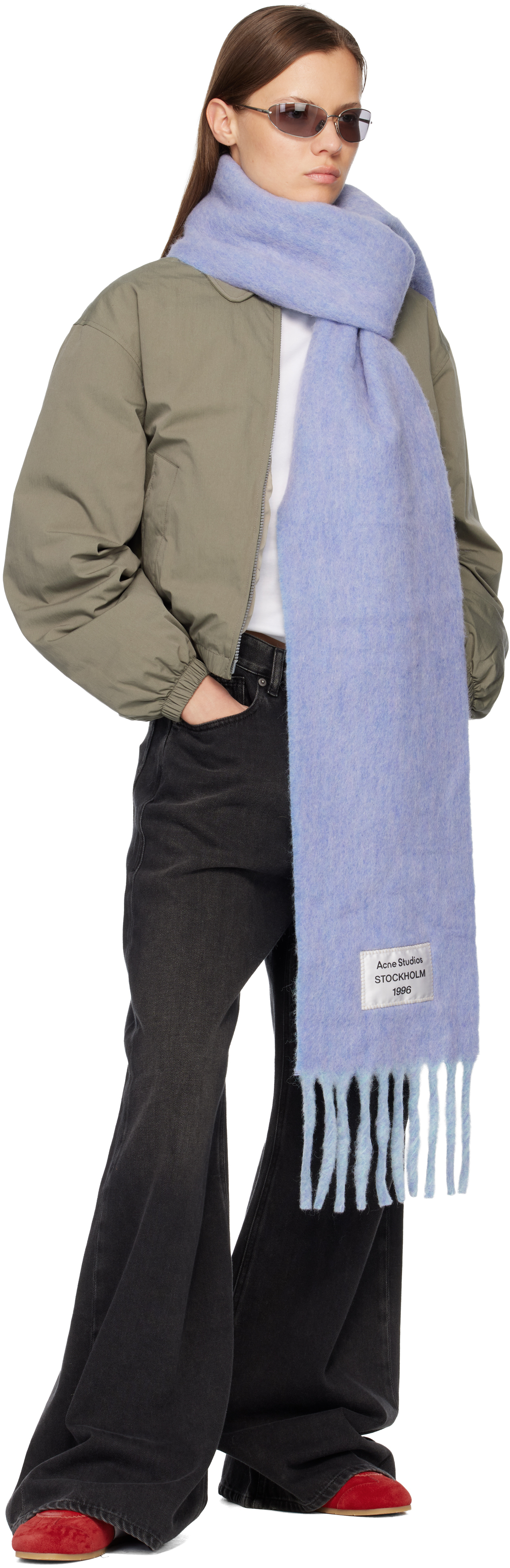Acne Studios Blue & Purple Bicolor Alpaca Scarf In Blue