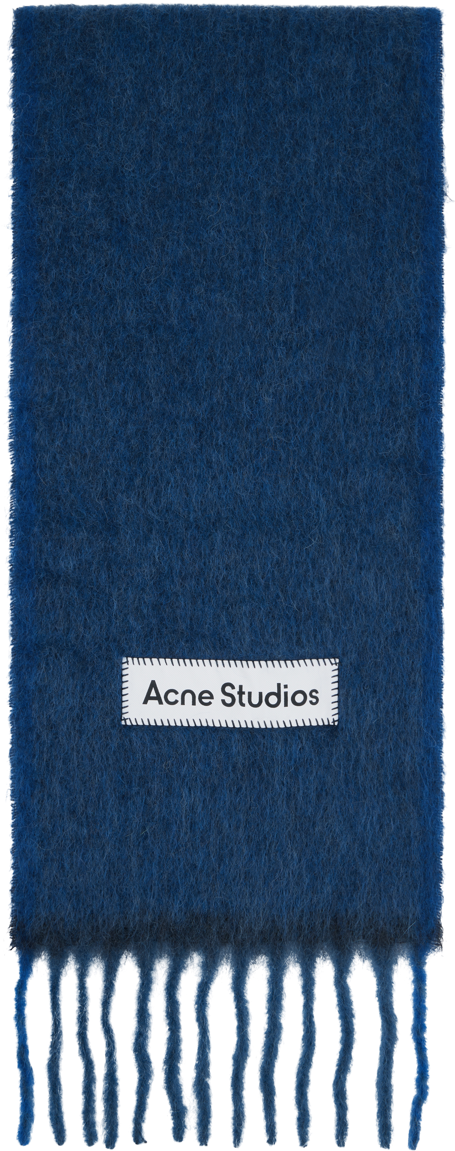 Acne Studios Navy Wool Mohair Narrow Scarf In Blue