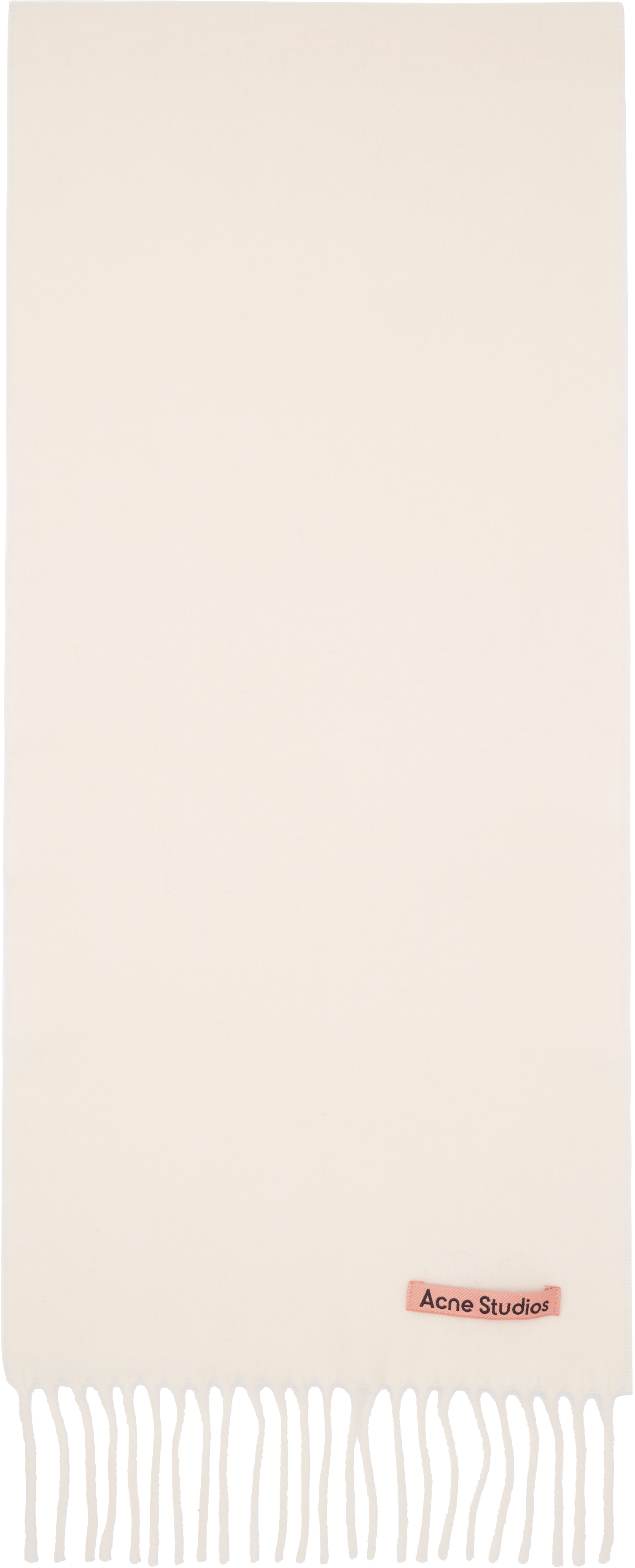 Acne Studios Pink Skinny Fringe Wool Scarf In Neutral