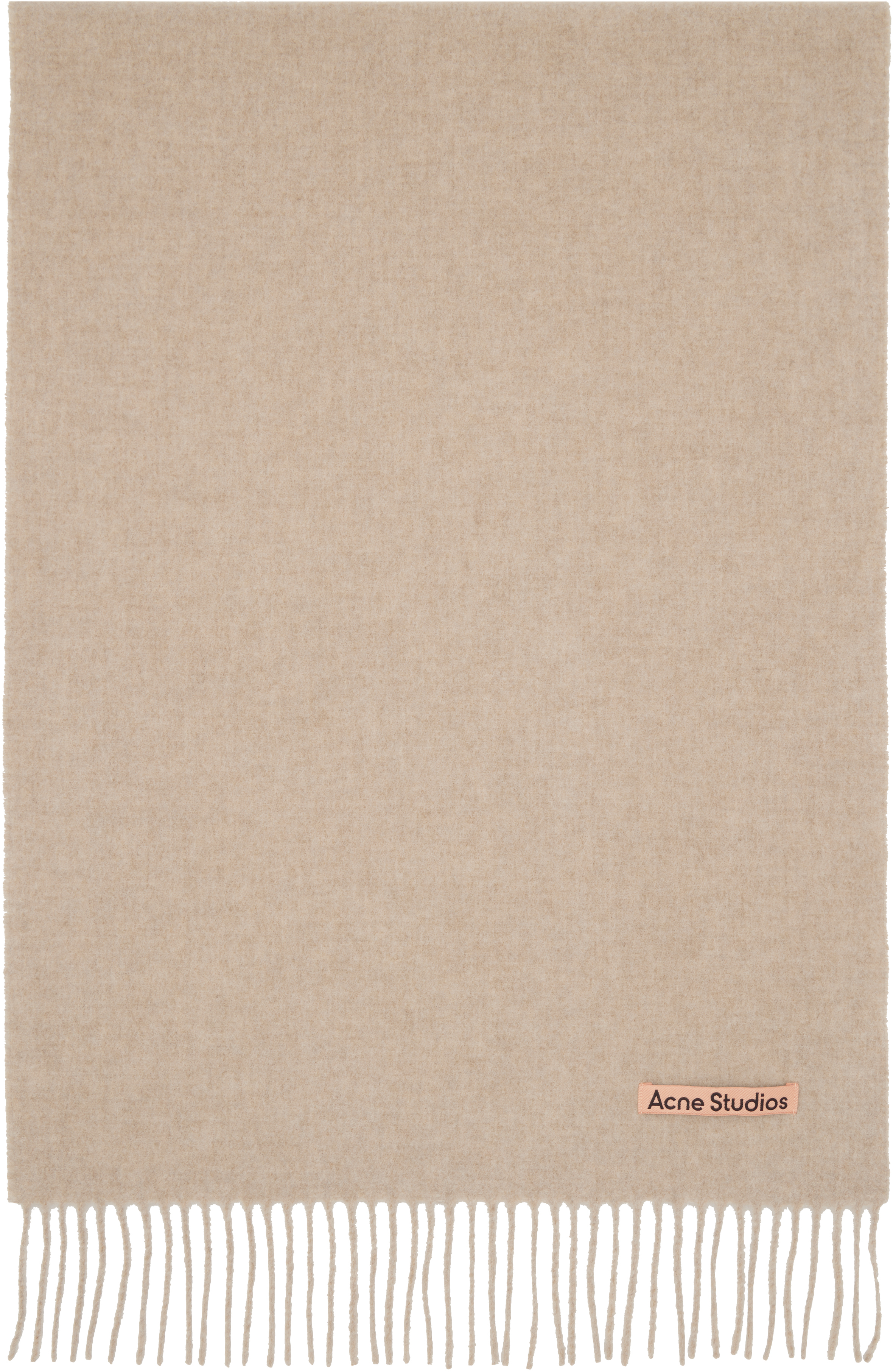 Acne Studiosのベージュ Narrow フリンジ ウール マフラーがセール中
