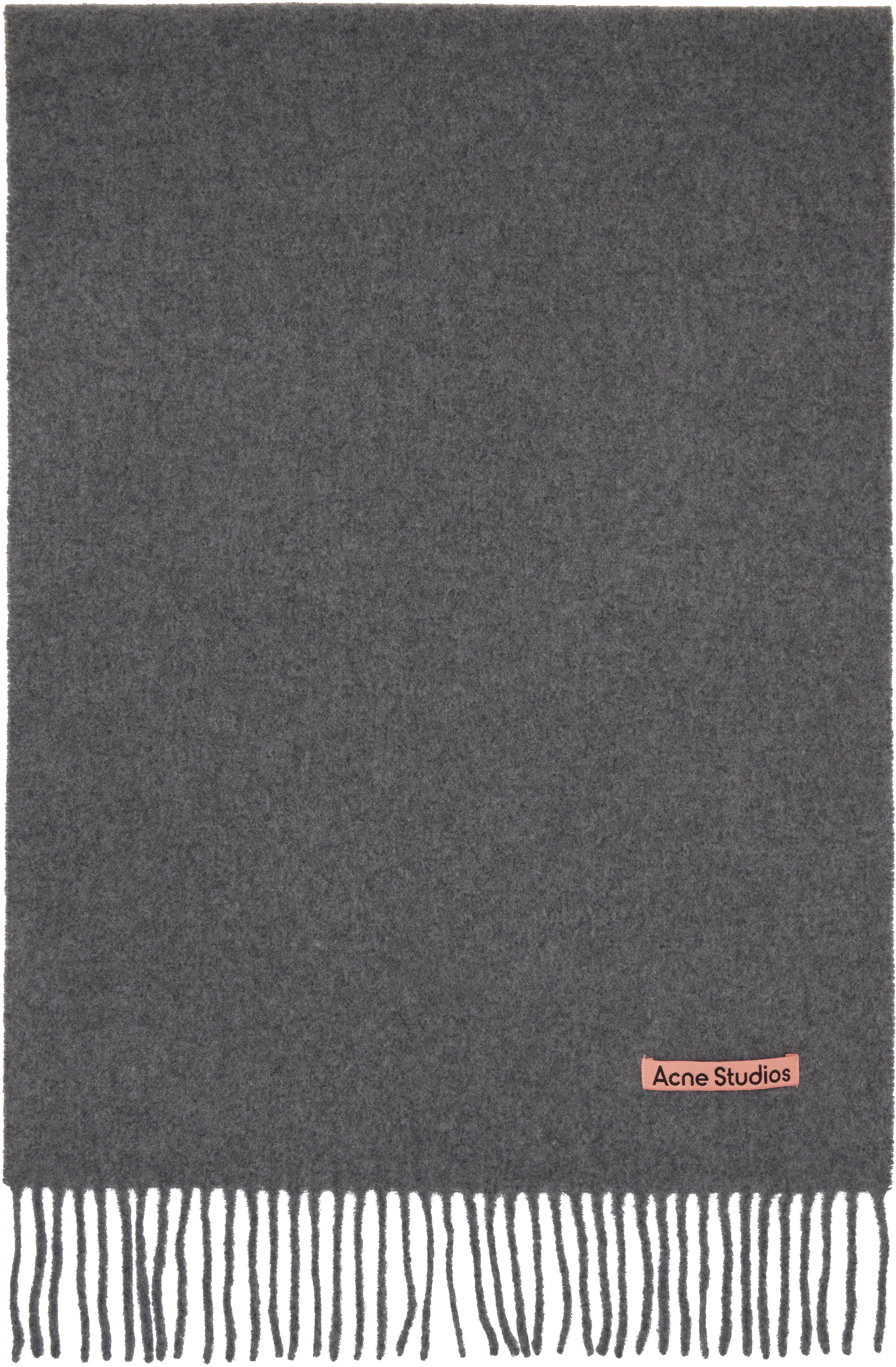 Acne Studios Gray Narrow Fringe Wool Scarf