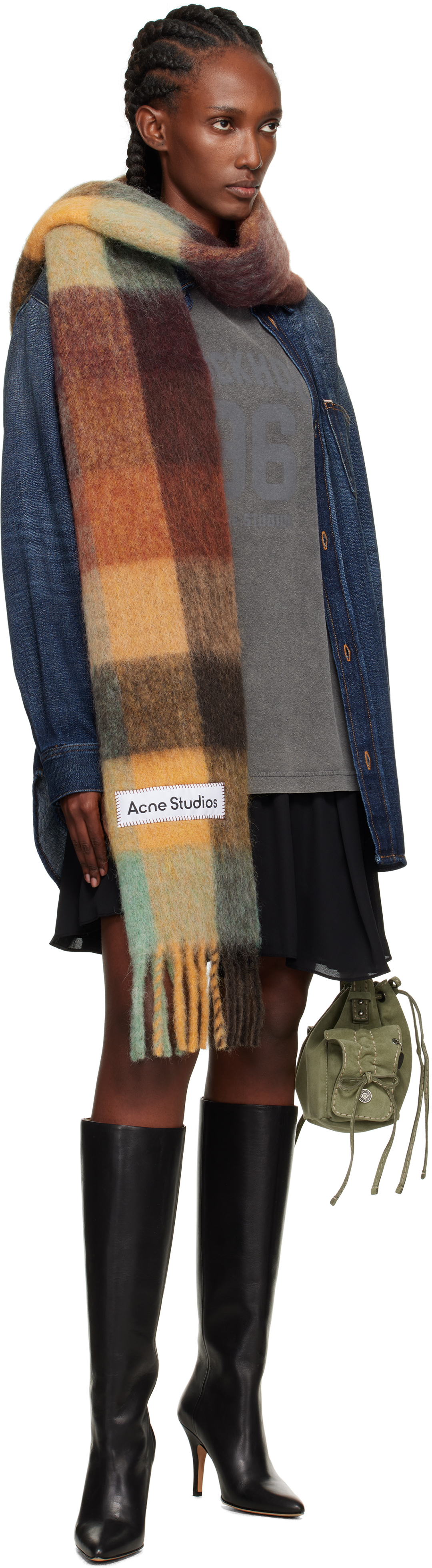 Acne Studios Multicolor Mohair Checked Scarf In Multi