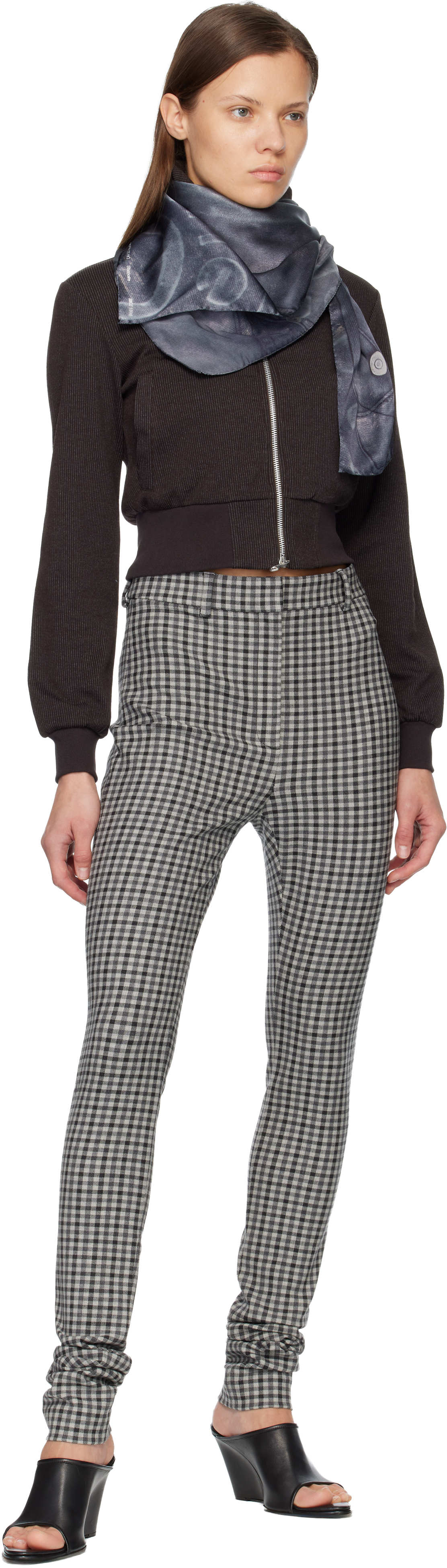 Acne Studios Navy Printed Silk Scarf