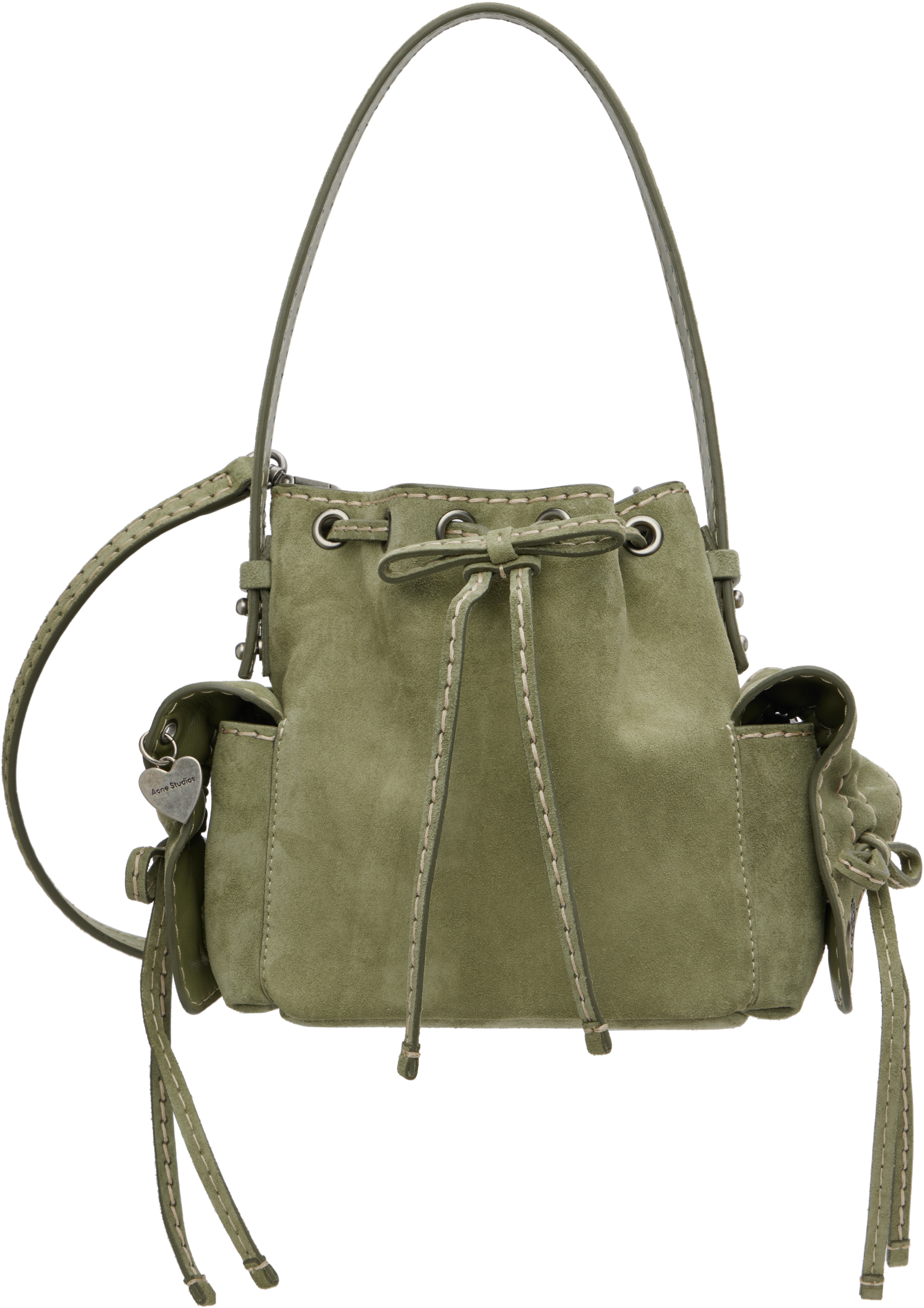 Acne Studios: Green Multipocket Mini Bucket Bag | SSENSE