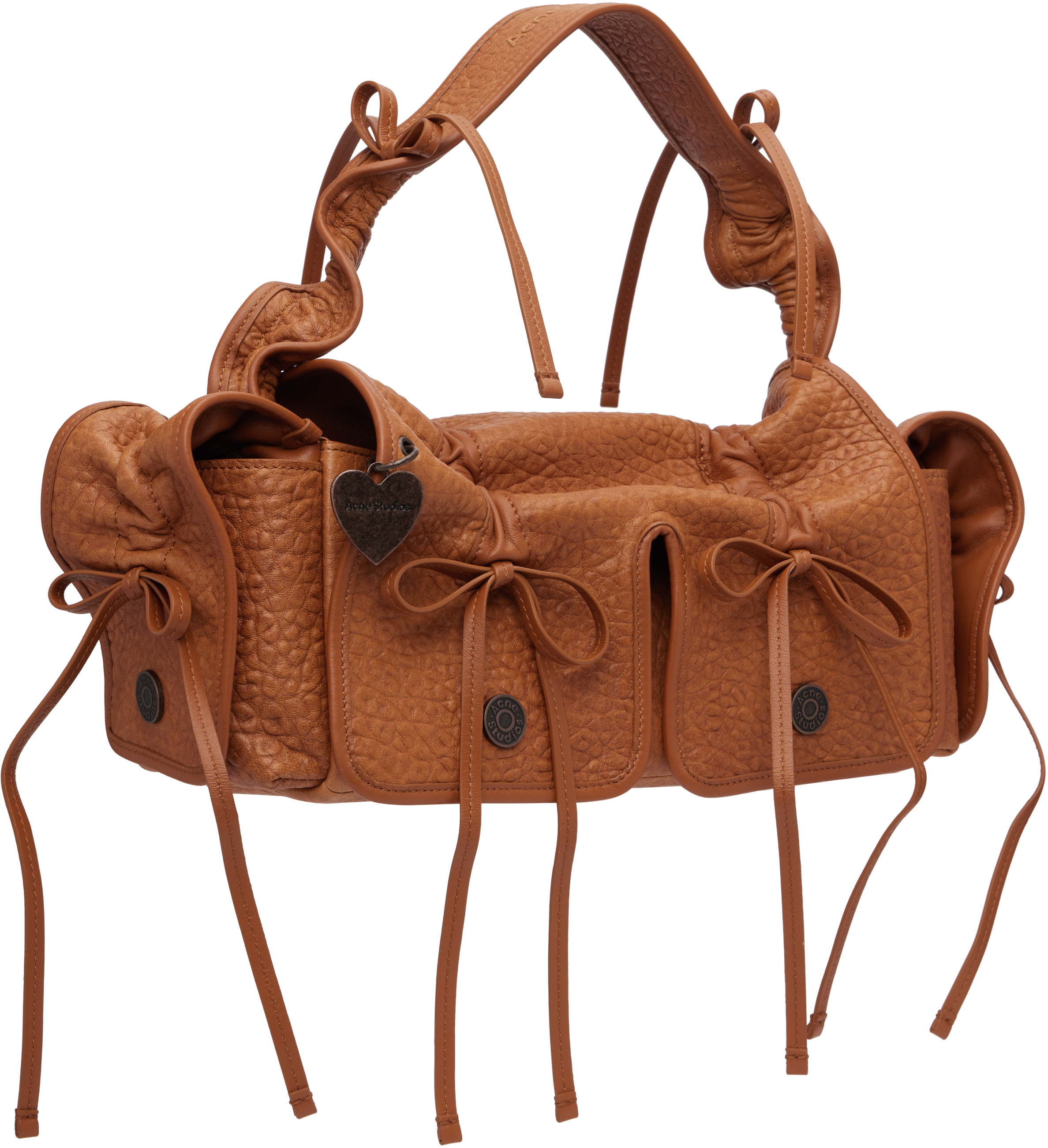 Acne Studios Tan Multipocket Grained Leather Bag In Brown