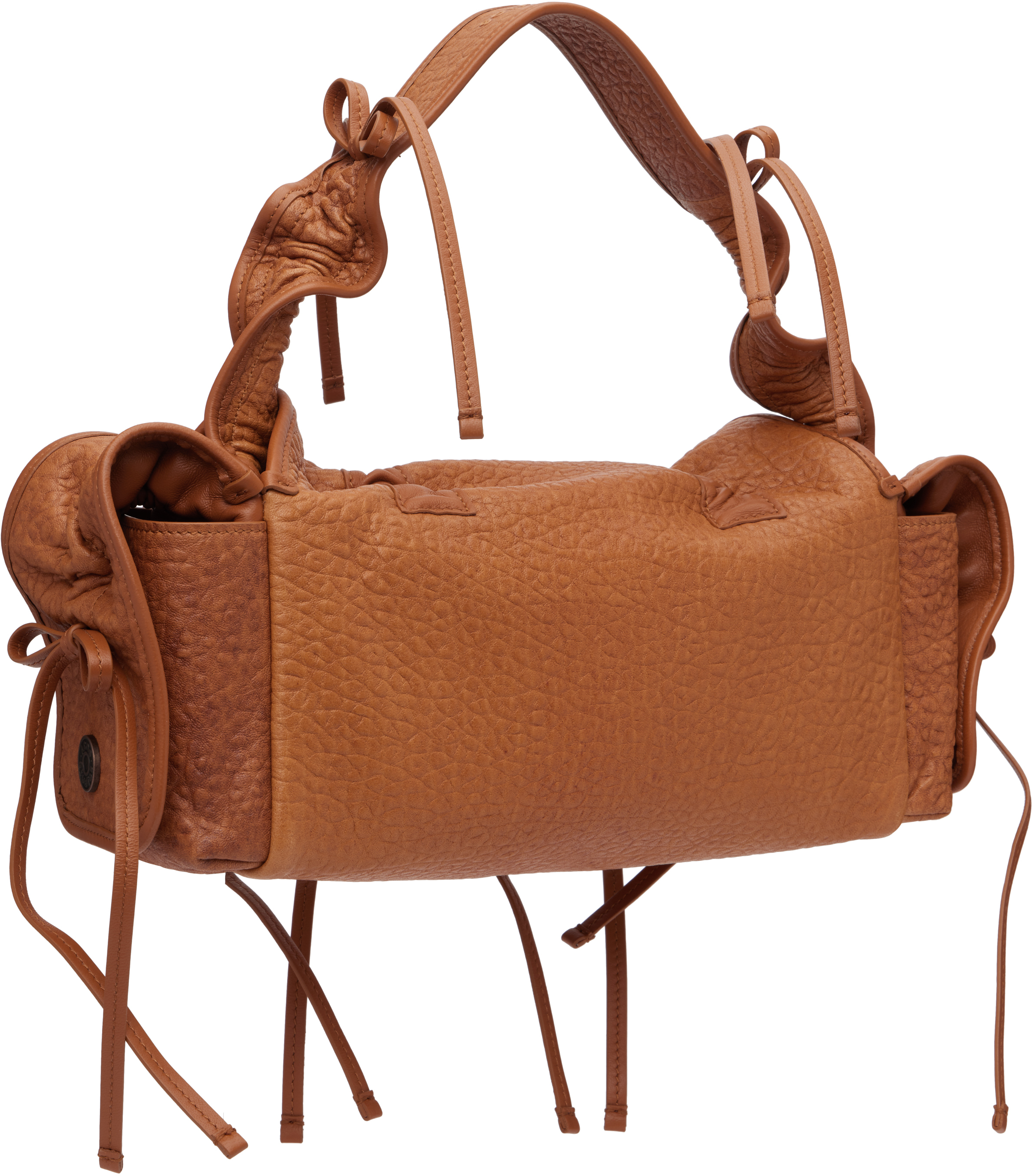 Acne Studios Tan Multipocket Grained Leather Bag In Brown