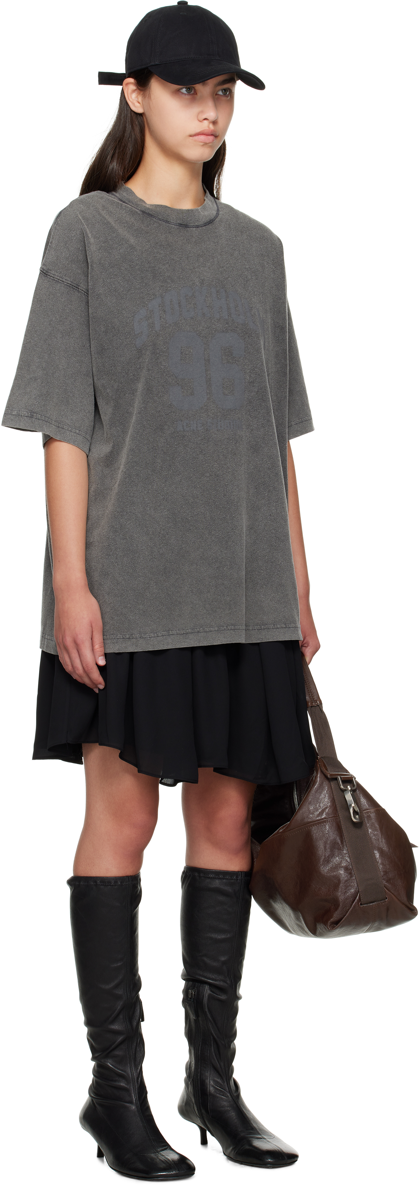 Acne Studios Gray & Black T-shirt Minidress In Gray