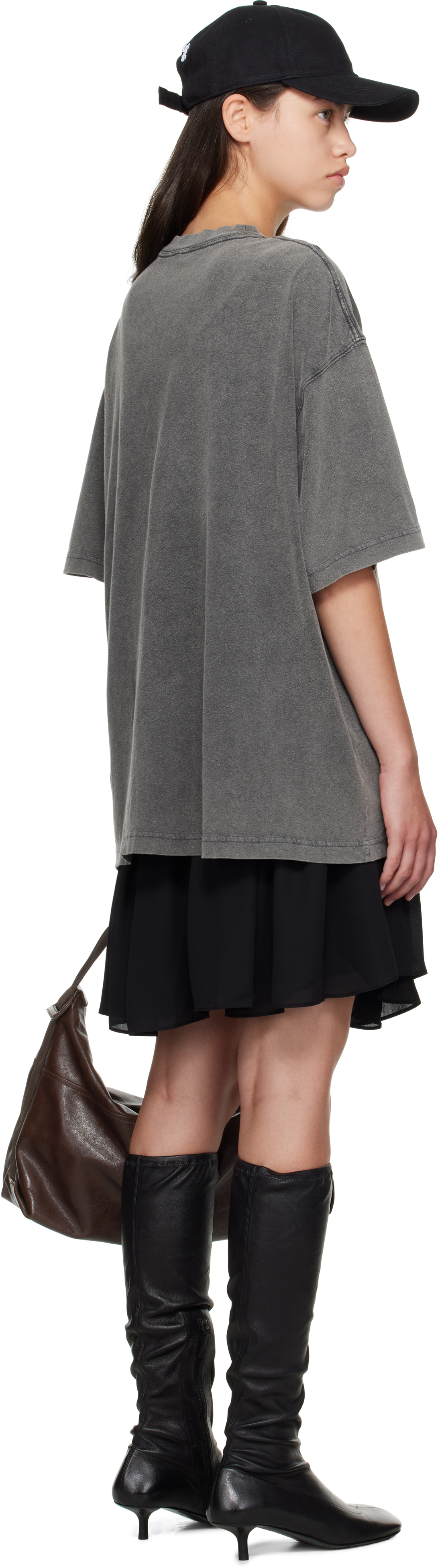 Acne Studios Gray & Black T-shirt Minidress In Gray