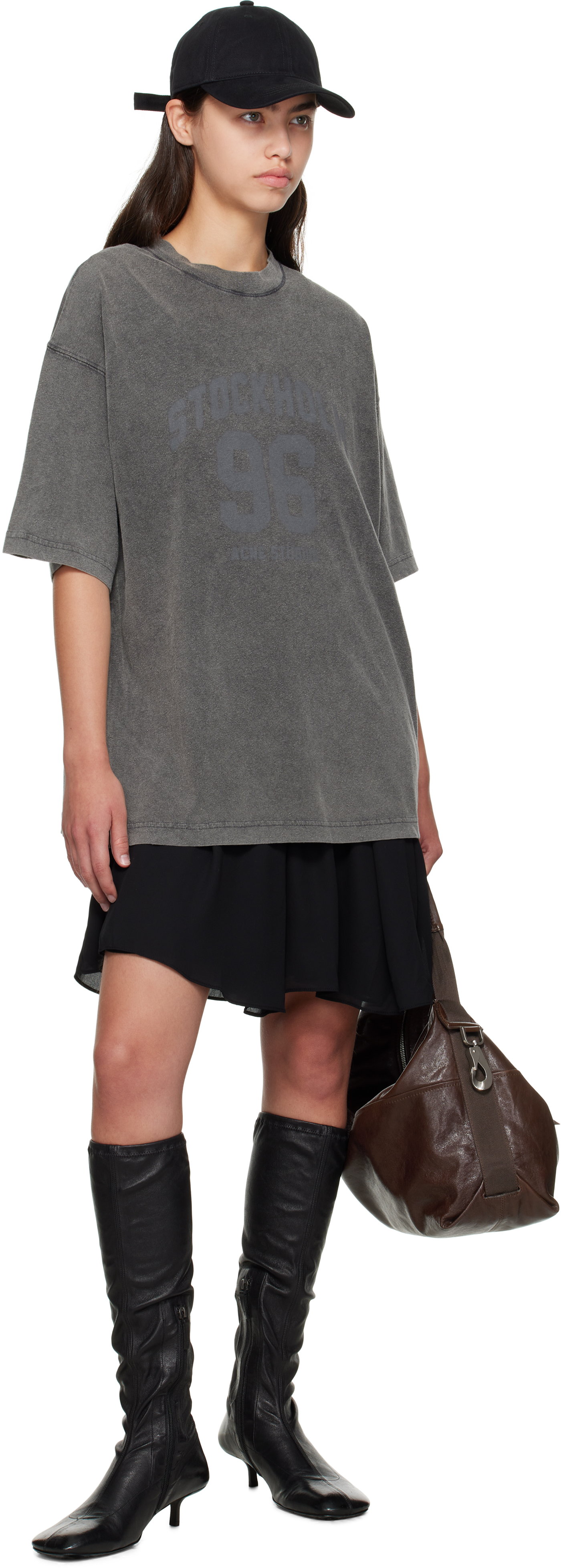 Acne Studios Gray & Black T-shirt Minidress In Gray