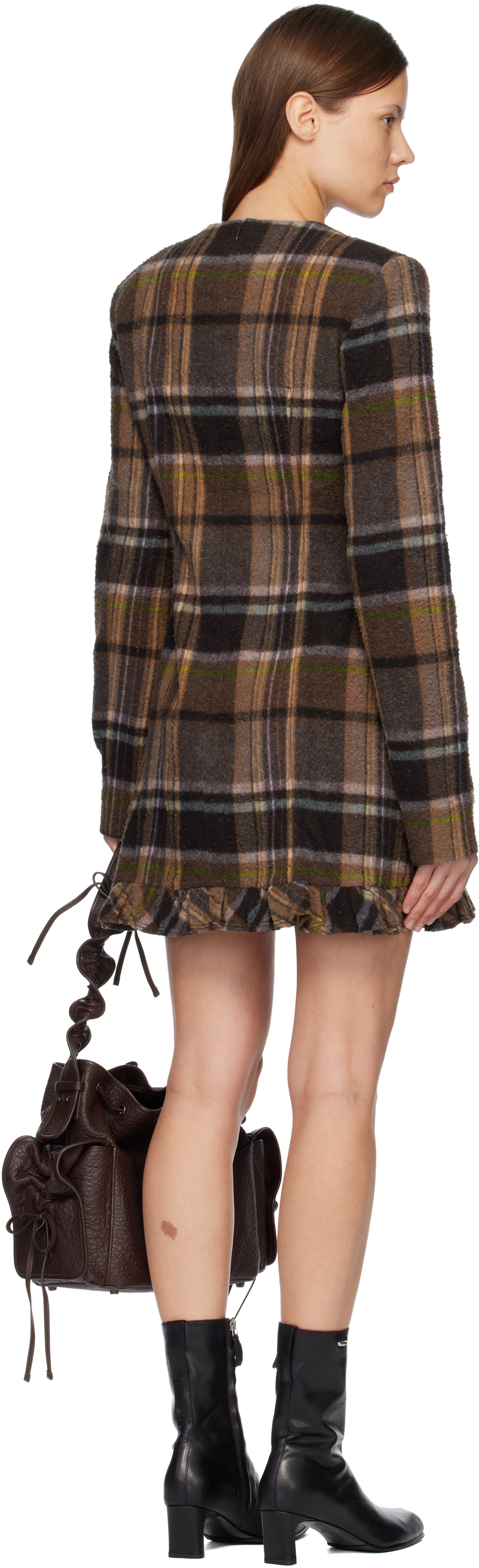 Acne Studios Brown Wool Minidress In Brown