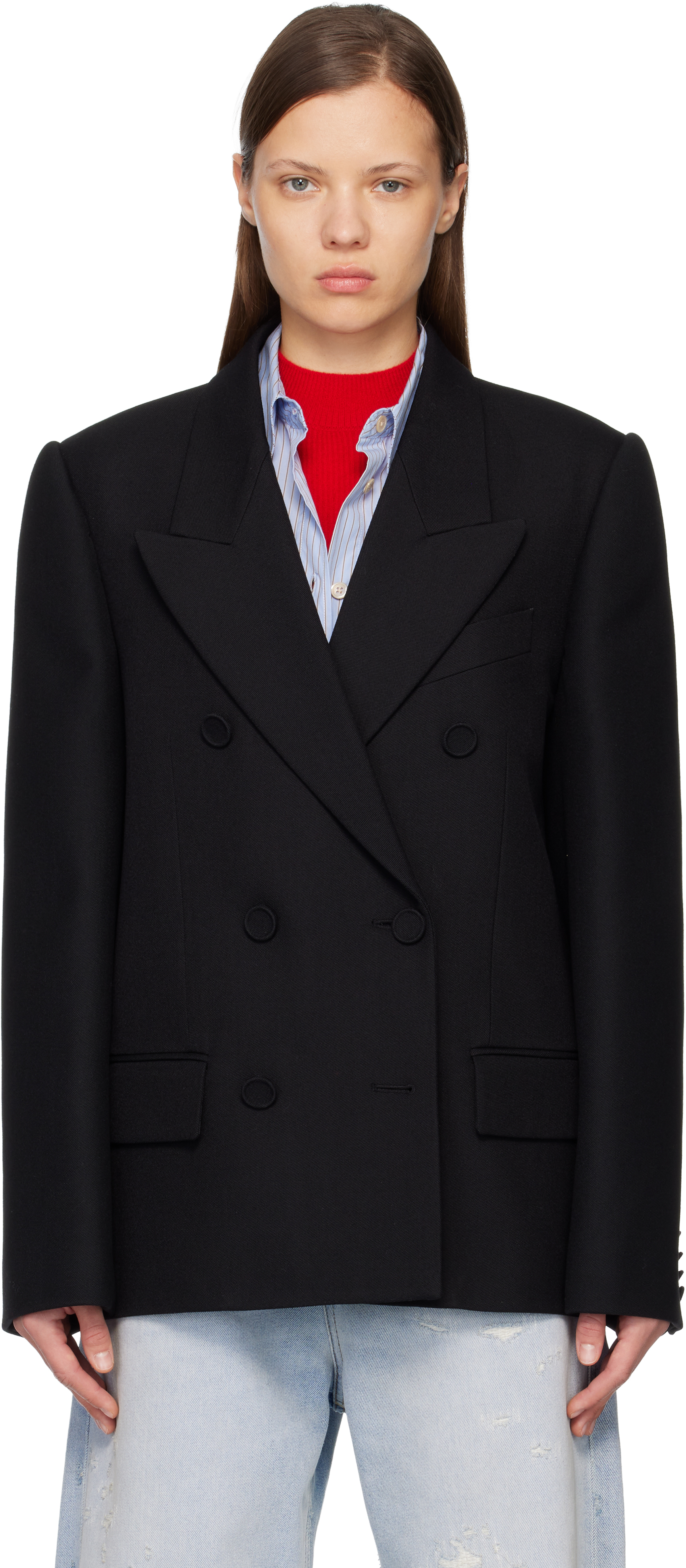 Acne Studios Black Double-breasted Blazer In Black