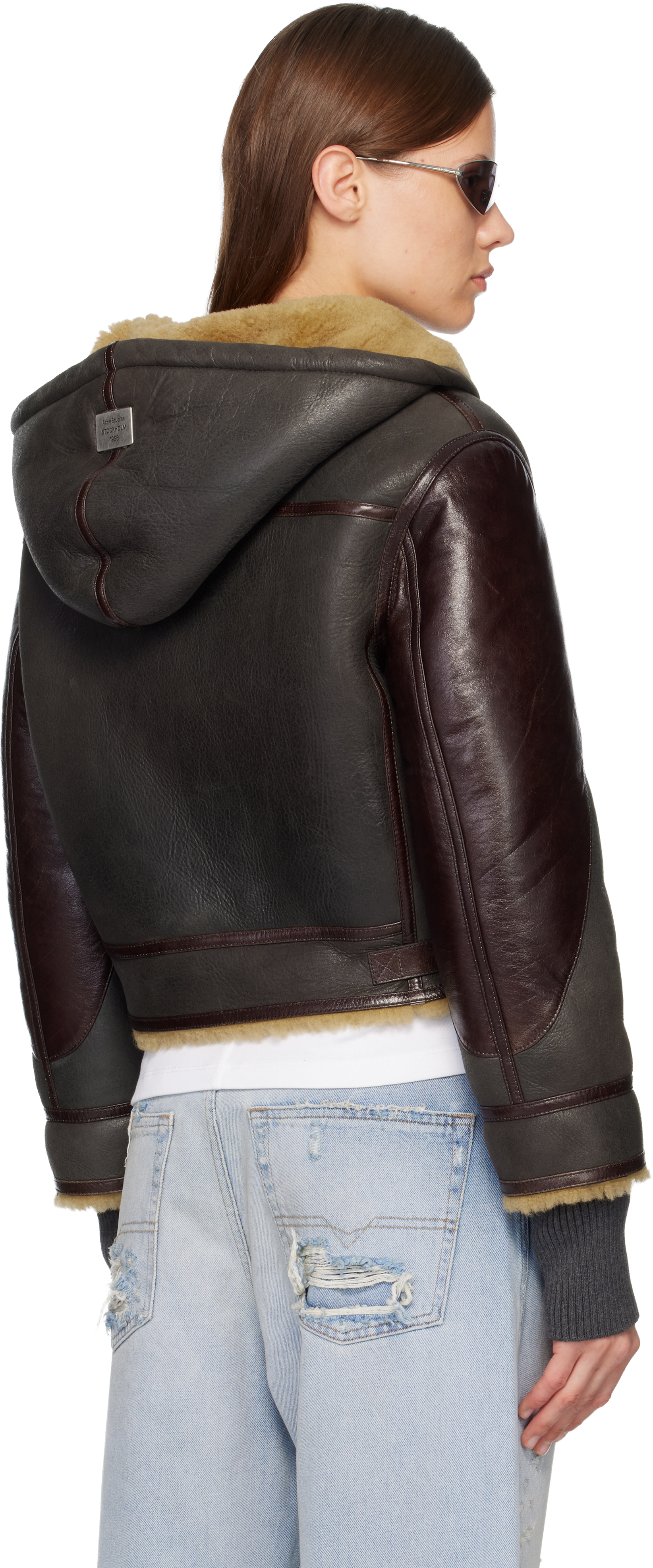 Acne Studios Brown Shearling Jacket In Brown