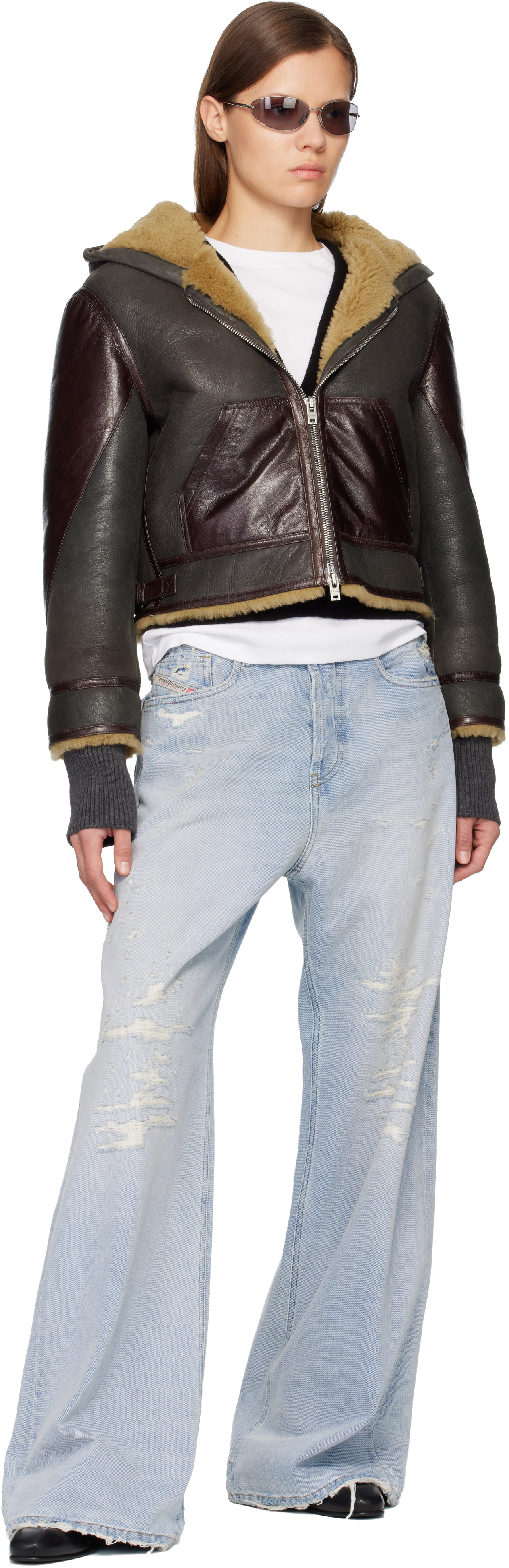 Acne Studios Brown Shearling Jacket In Brown