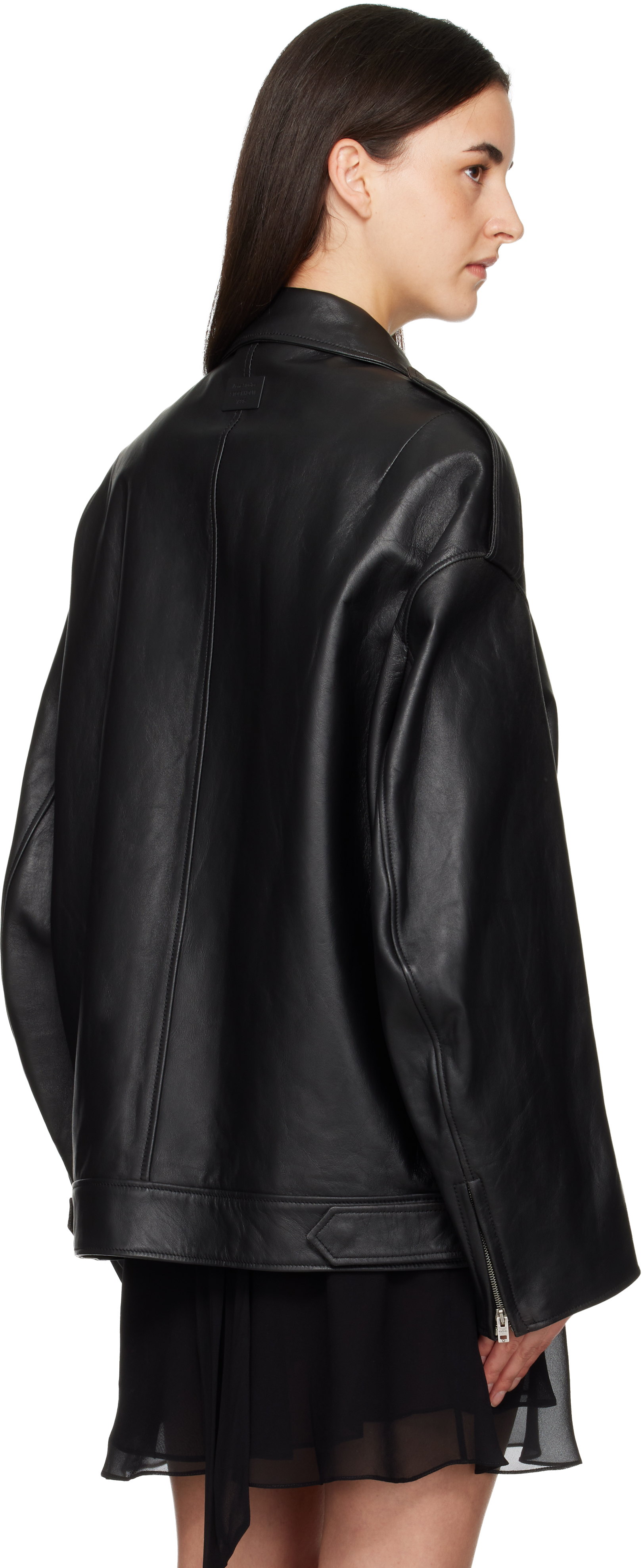 Acne Studios Black Leather Biker Jacket In Black
