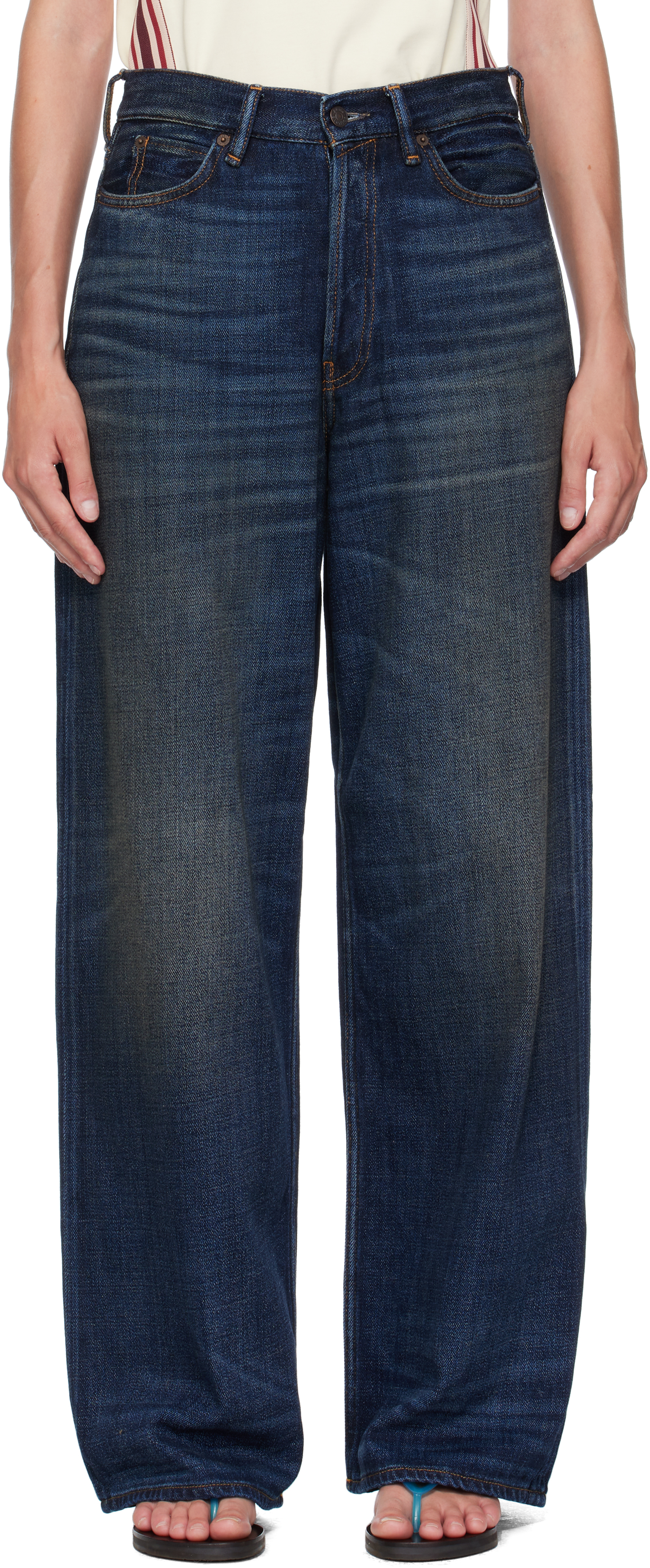Acne Studios Navy Loose Fit 1981 Jeans In Blue