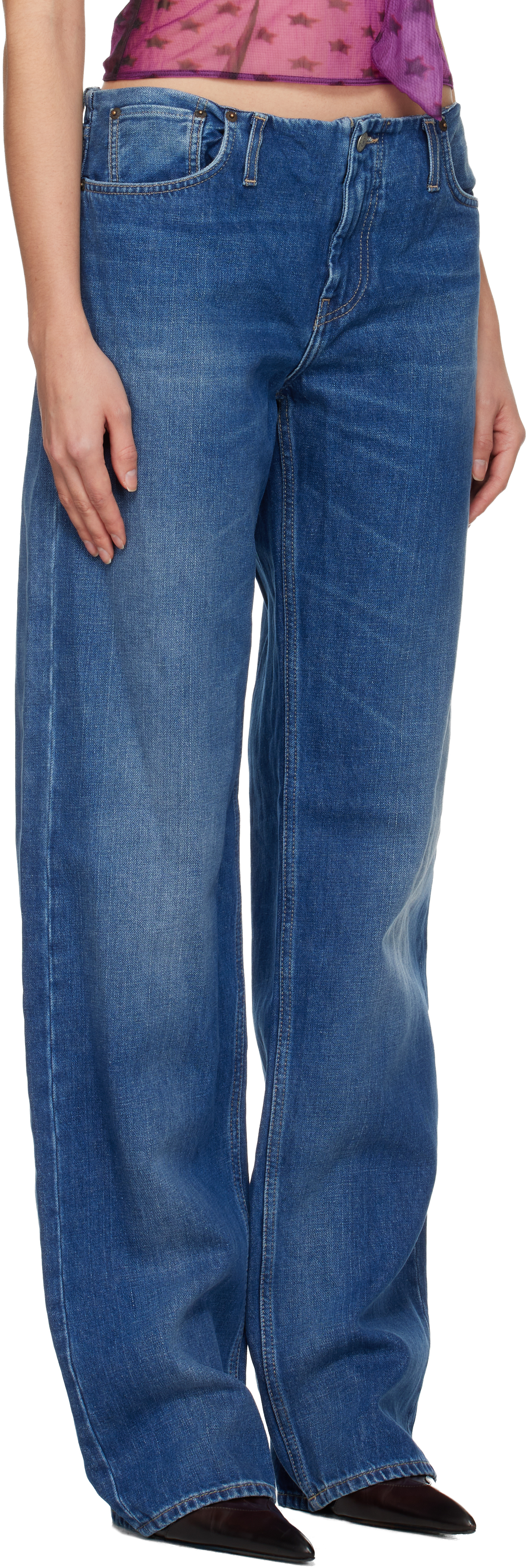 Acne Studios Blue Denim Trousers In Blue