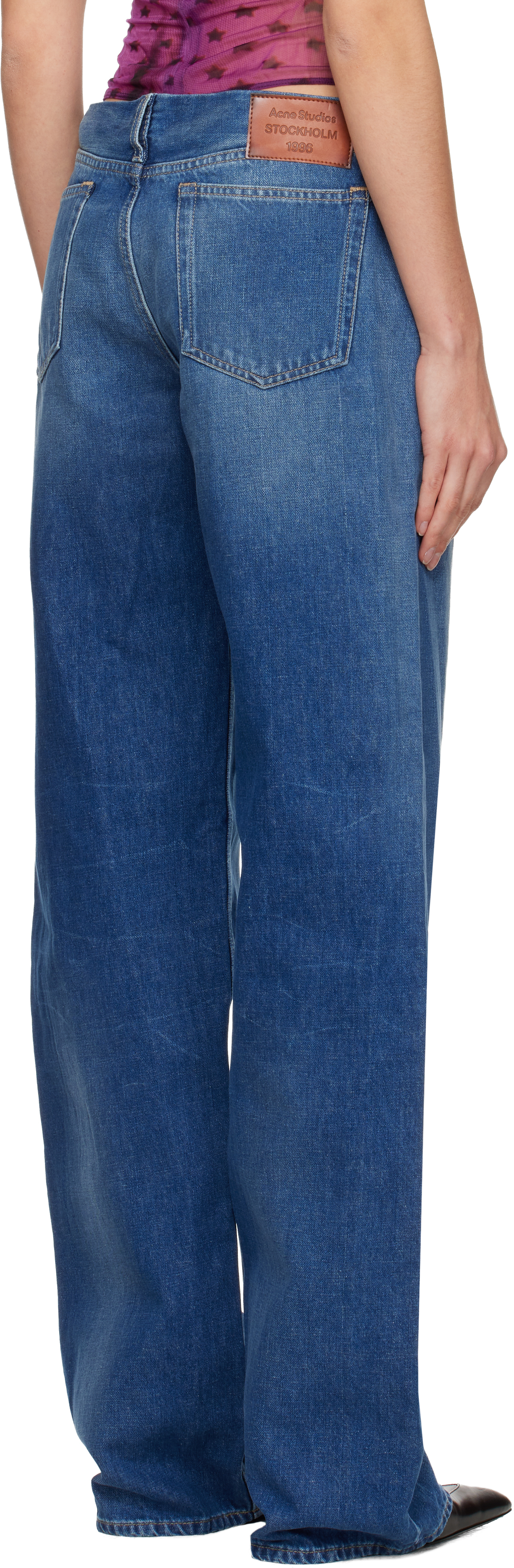 Acne Studios Blue Denim Trousers In Blue