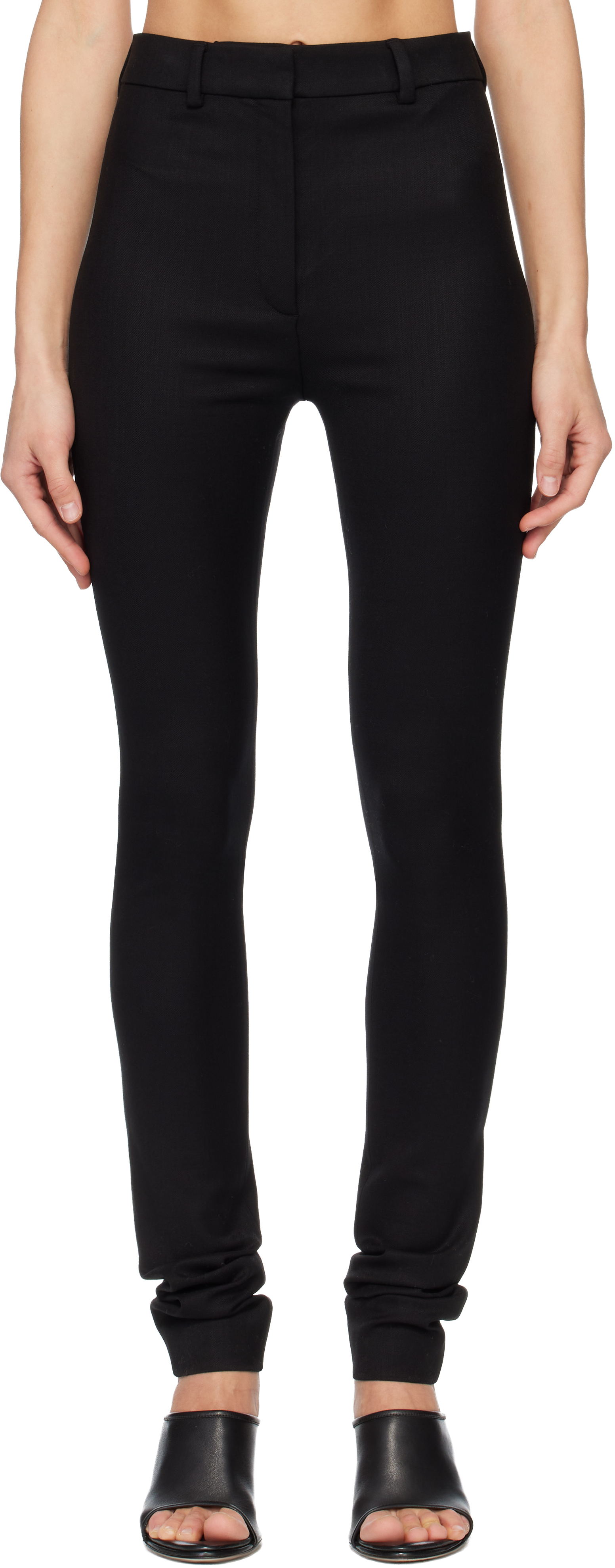 Acne Studios Black Wool Leggings In Black