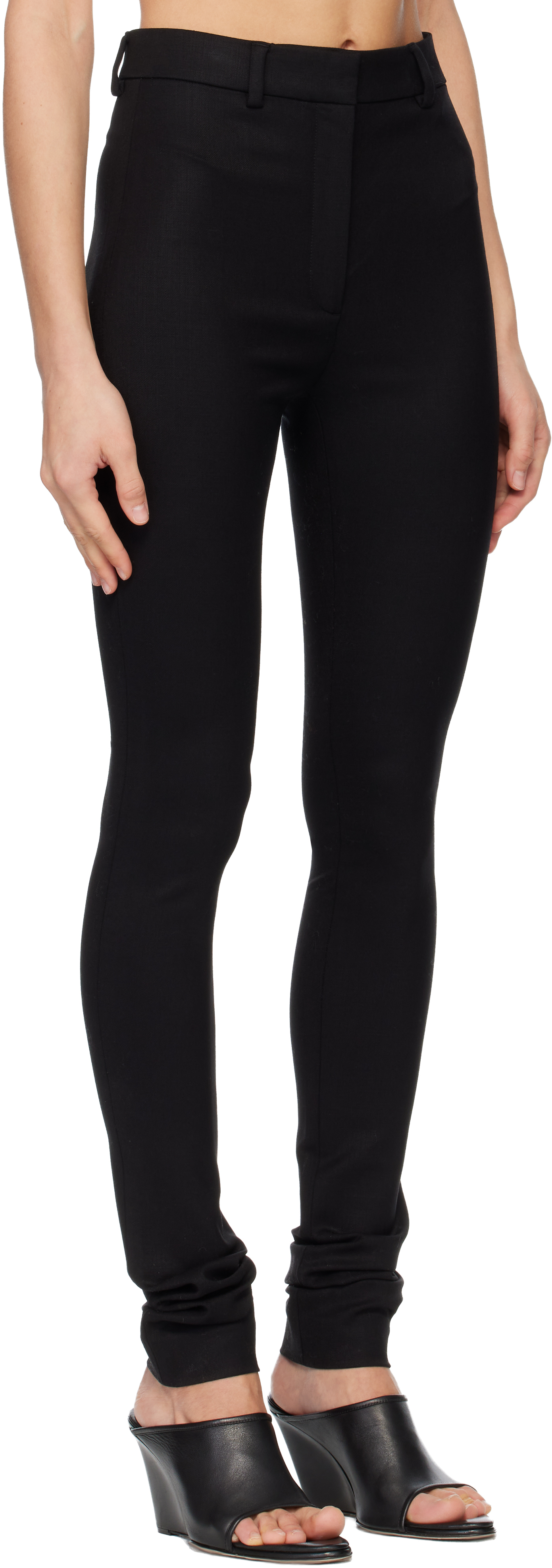 Acne Studios Black Wool Leggings In Black