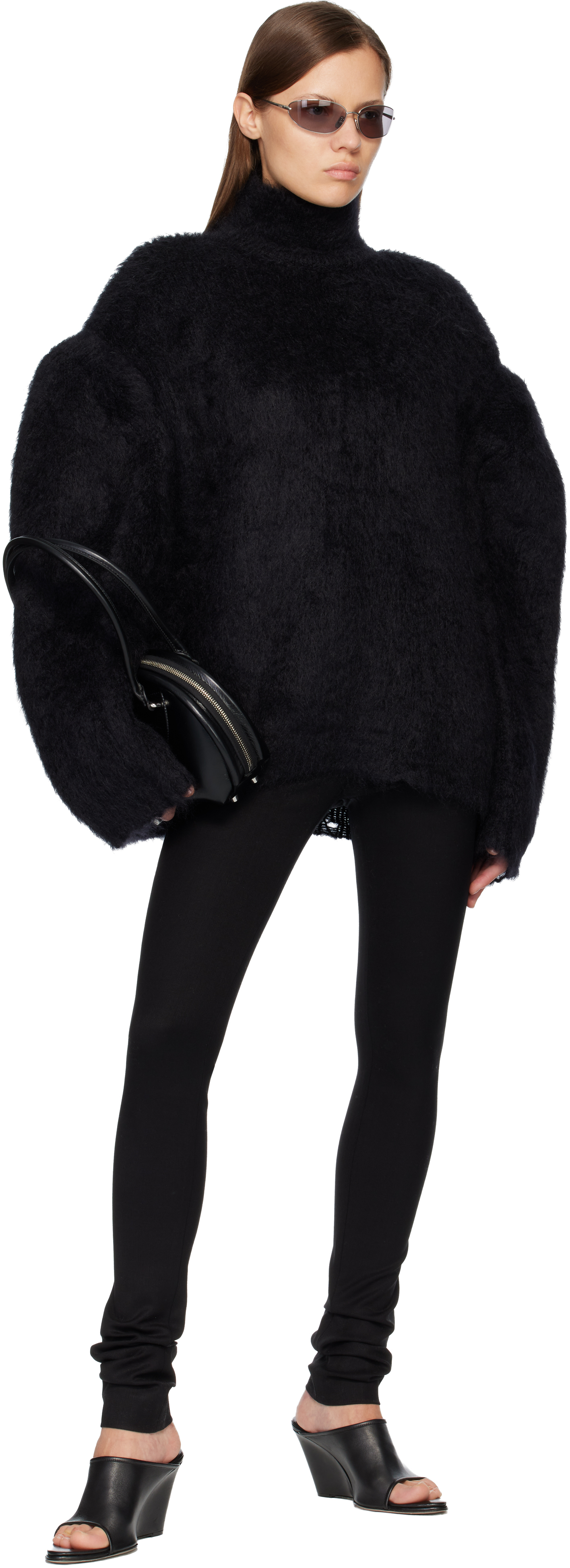 Acne Studios Black Wool Leggings In Black