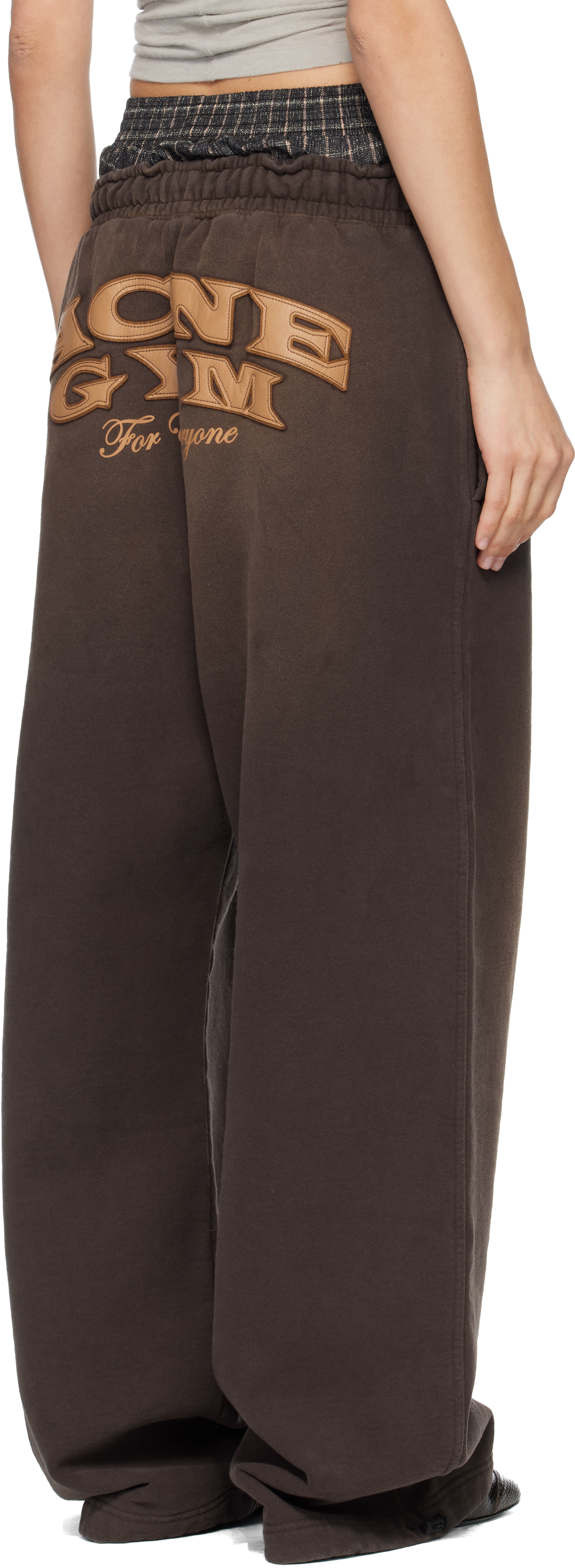 Acne Studios Brown Layered Logo Sweatpants In Brown