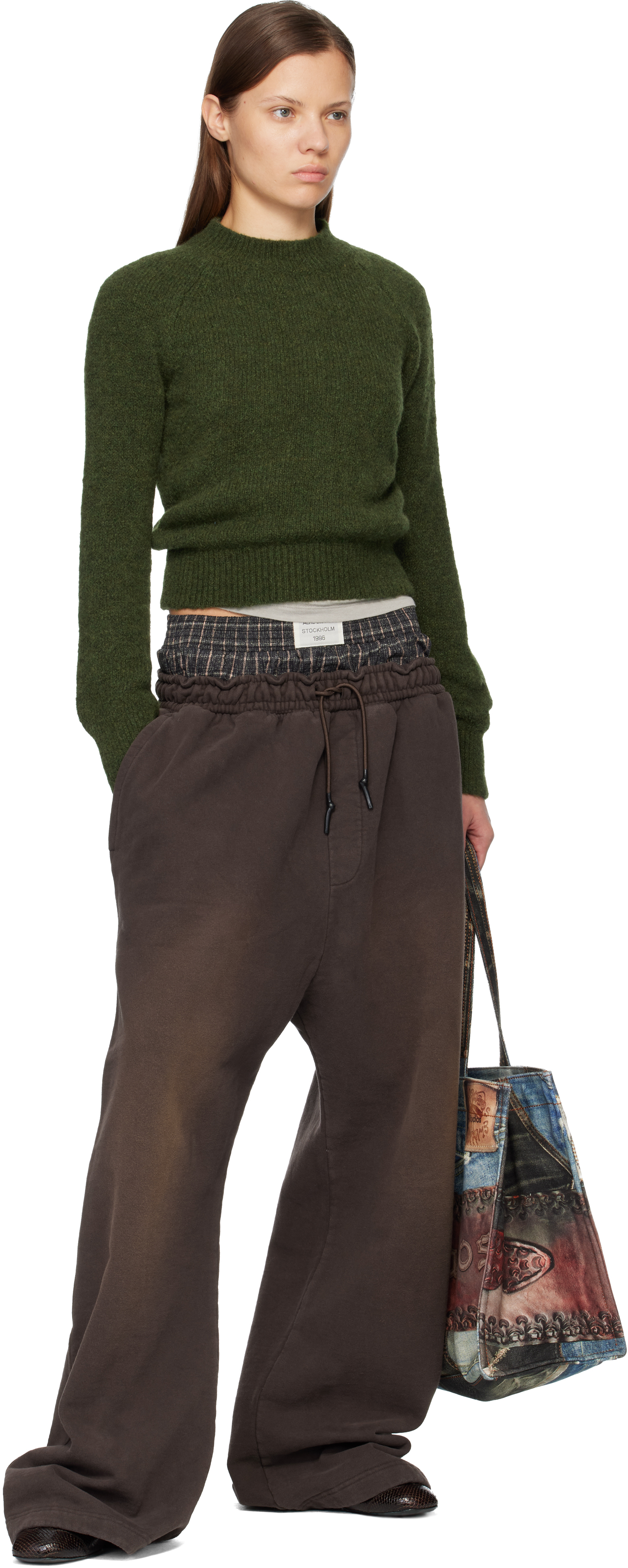 Acne Studios Brown Layered Logo Sweatpants In Brown