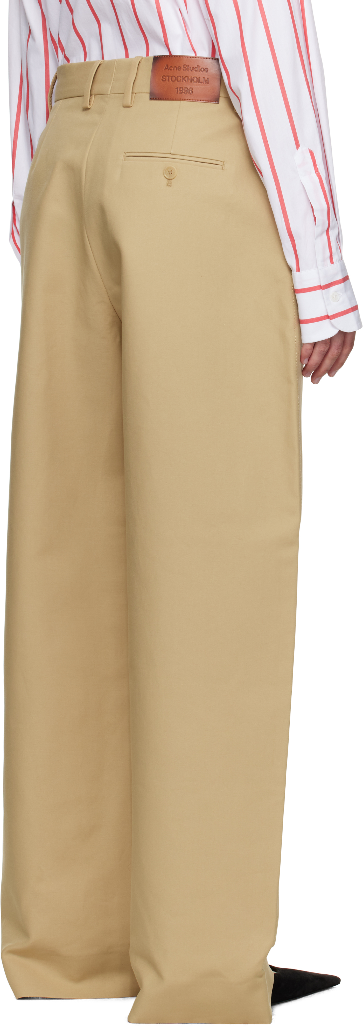 Acne Studios Beige Tailored Satin Trousers In Yellow