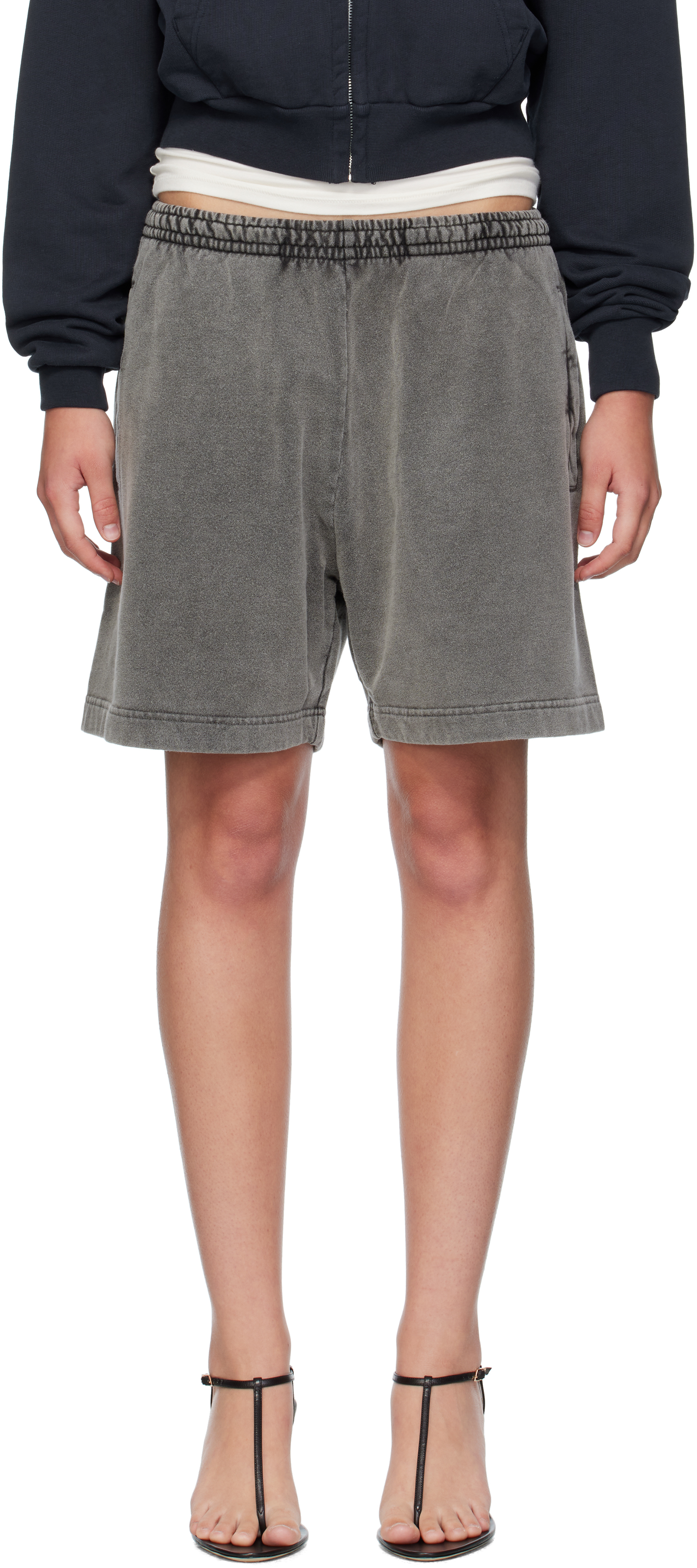 Acne Studios Gray Garment-dyed Shorts In Black