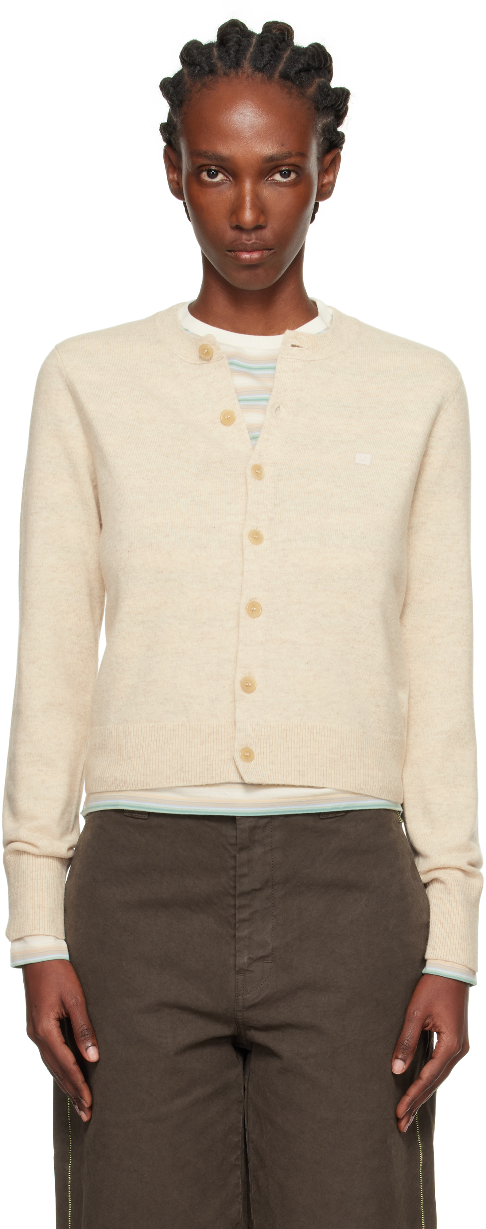Acne Studios Beige Yak Wool Fitted Cardigan