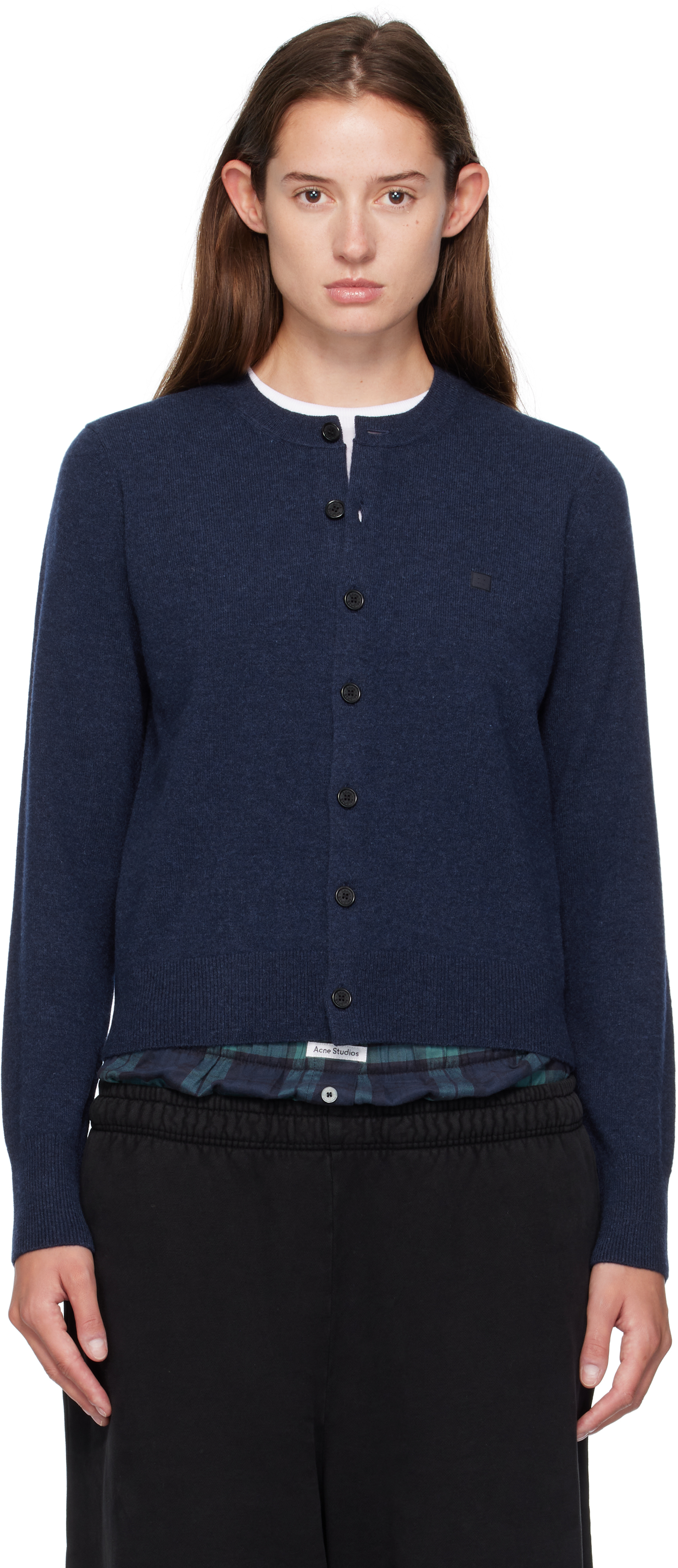Acne Studios Navy Fitted Yak Wool Cardigan