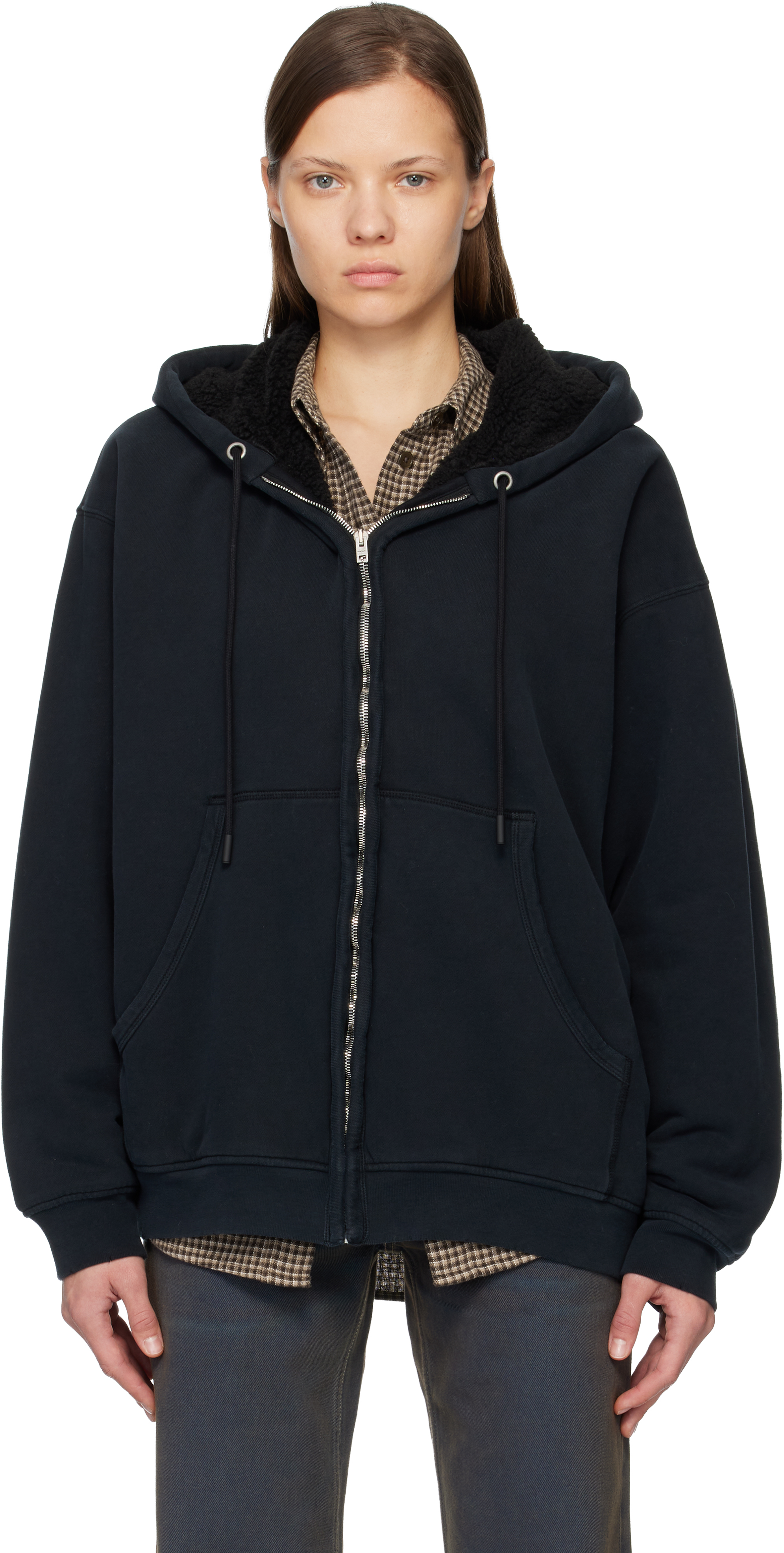 Acne Studios Black Zipped Hoodie In Black