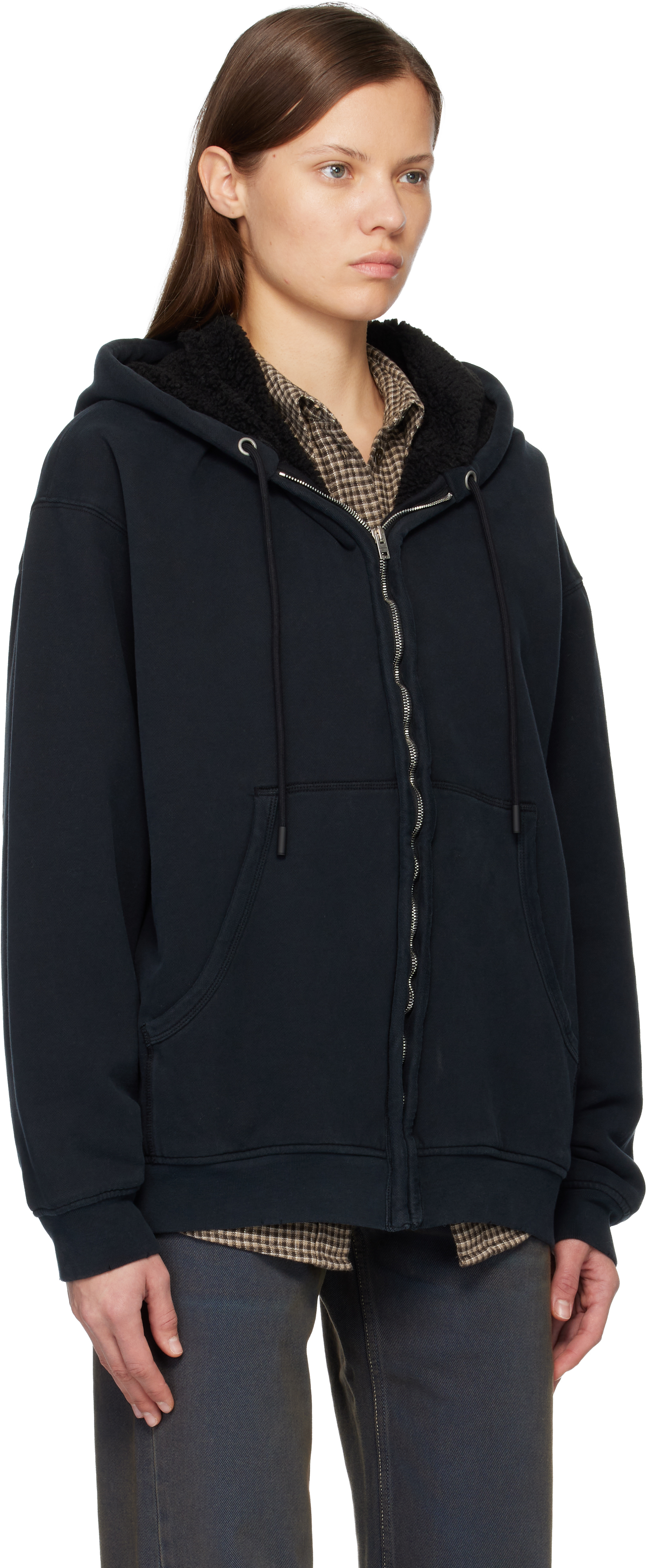 Acne Studios Black Zipped Hoodie In Black