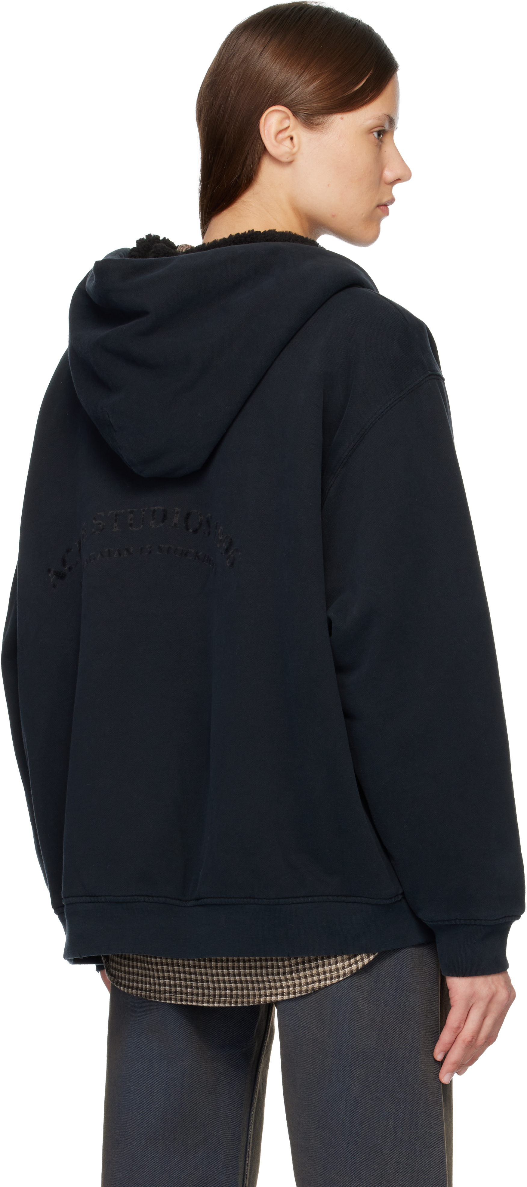 Acne Studios Black Zipped Hoodie In Black