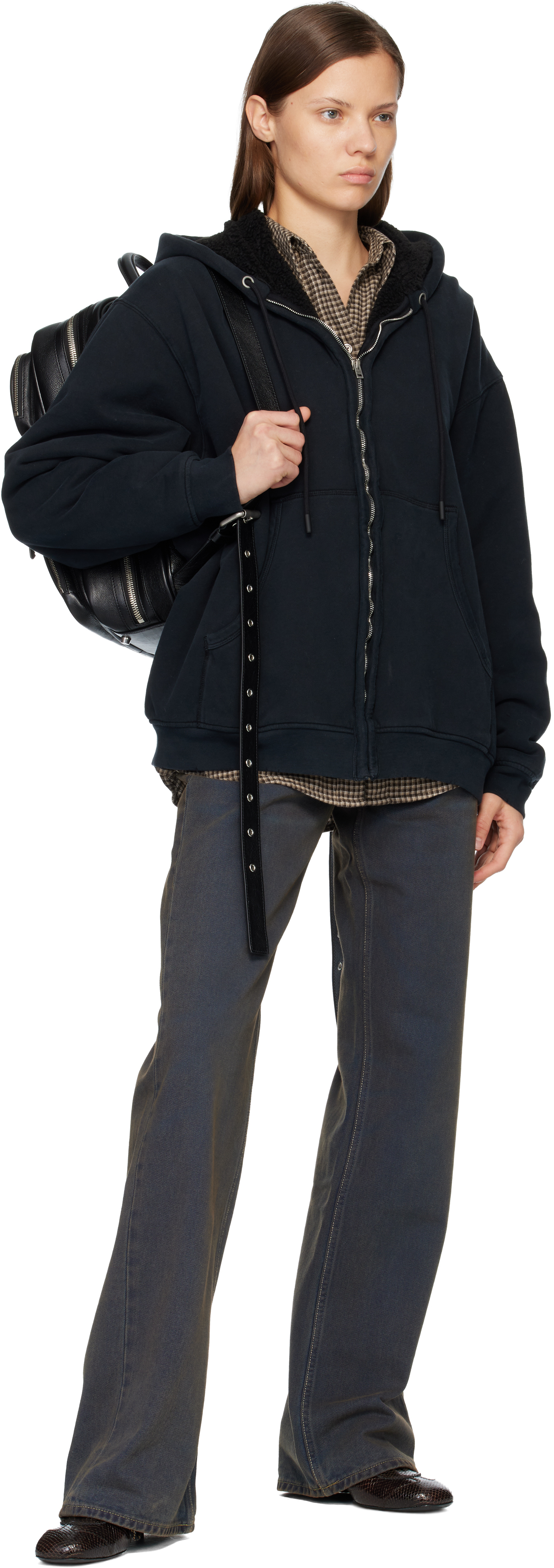 Acne Studios Black Zipped Hoodie In Black