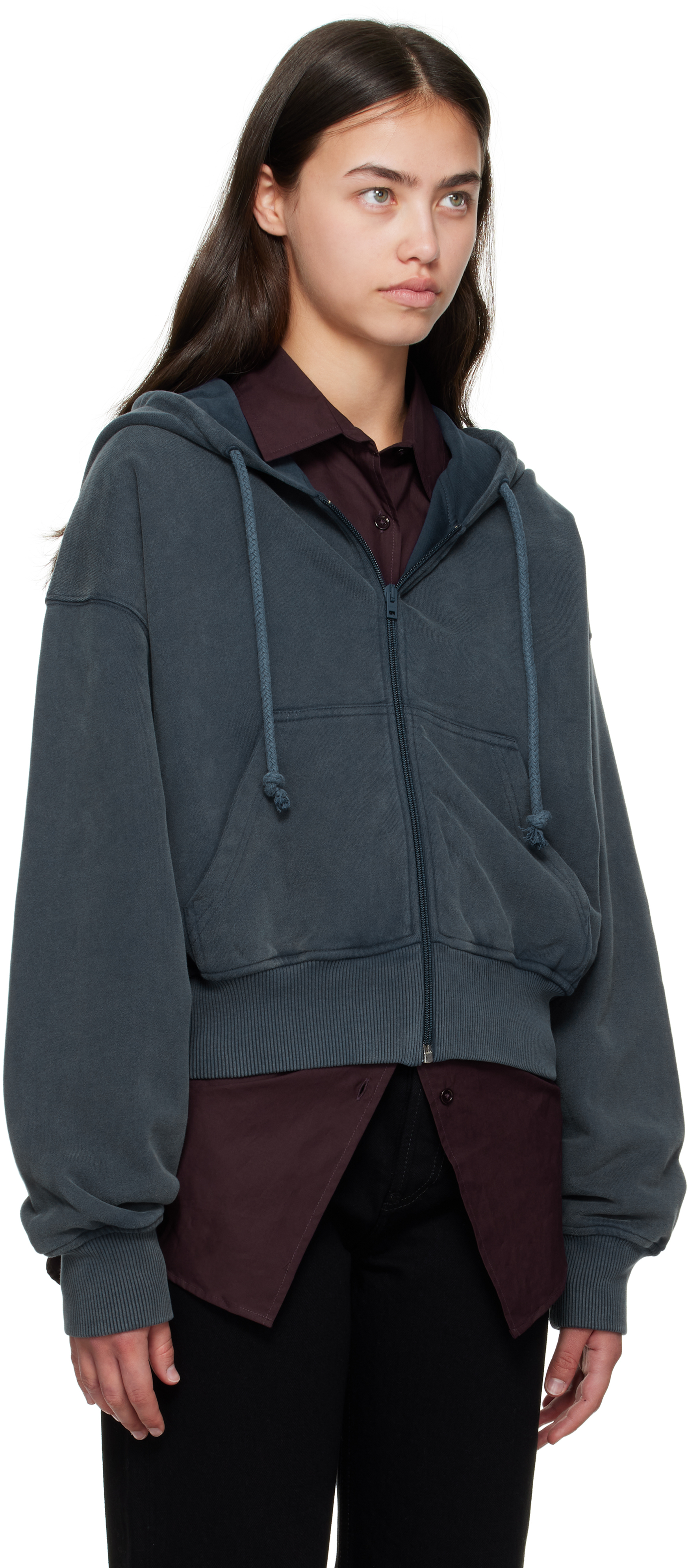 Acne Studios Blue Zipper Hoodie In Multi