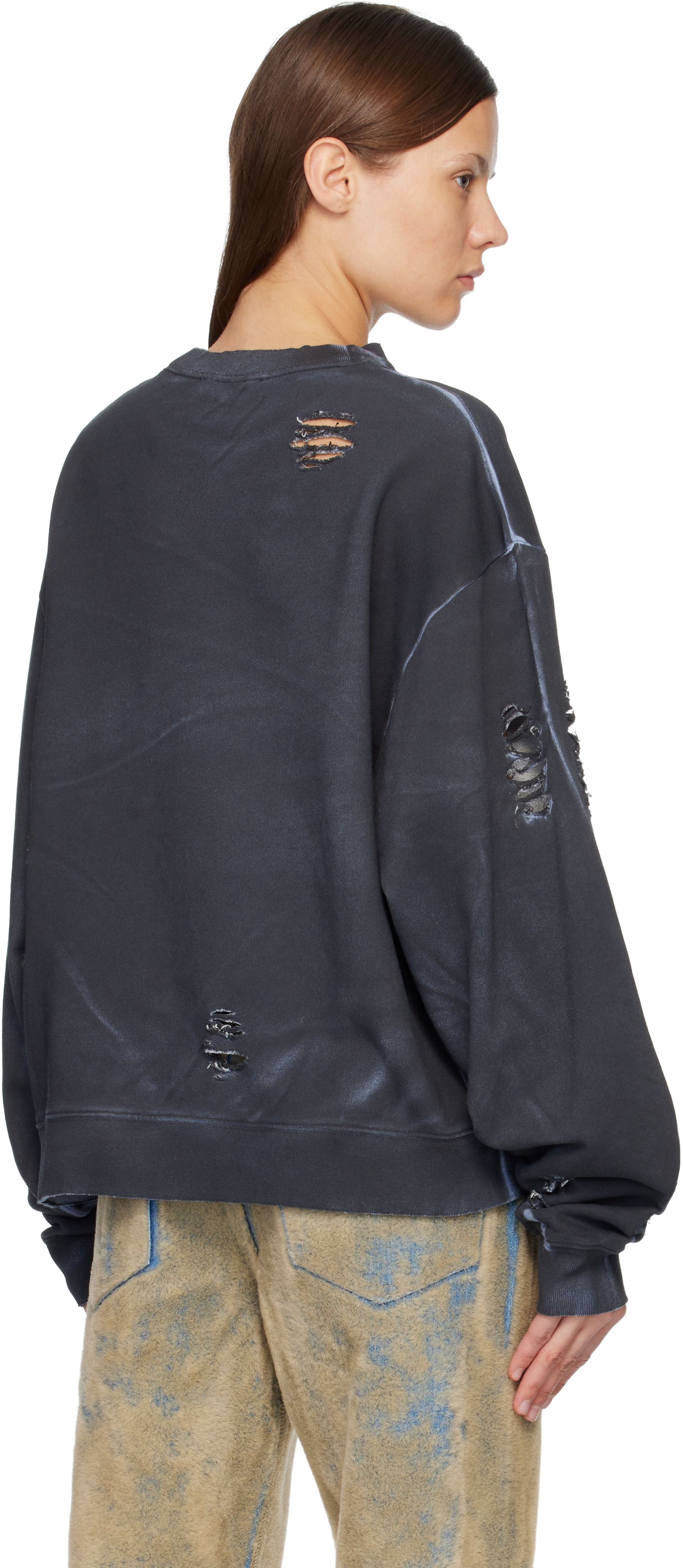 Acne Studios Gray Logo Sweatshirt In Black