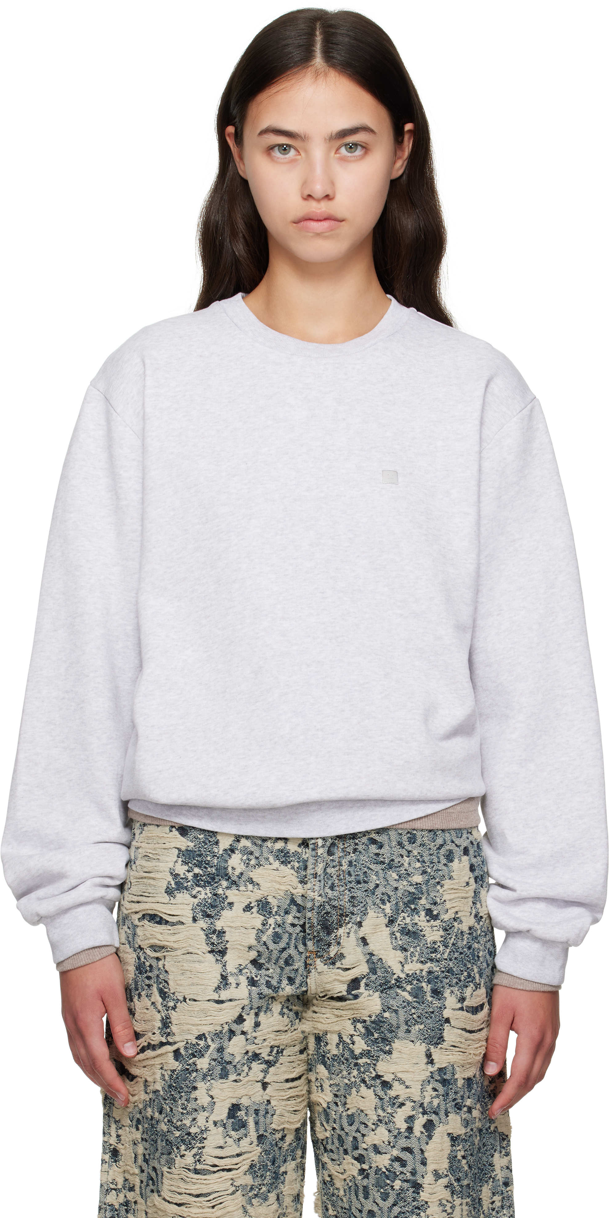 Acne Studios Gray Crew Neck Fleece Sweatshirt