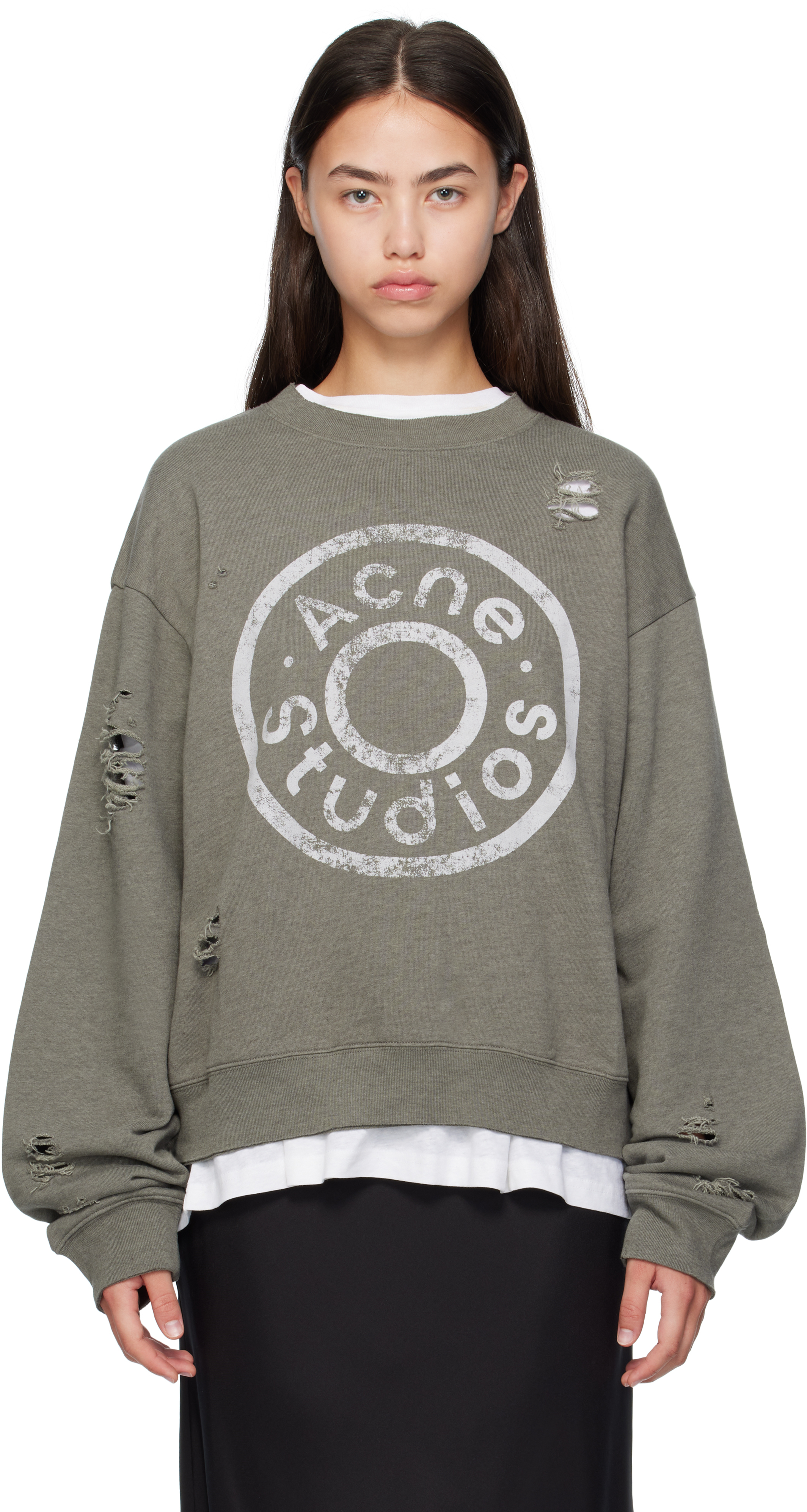 Acne Studios: グレー ロゴプリント スウェットシャツ | SSENSE 日本