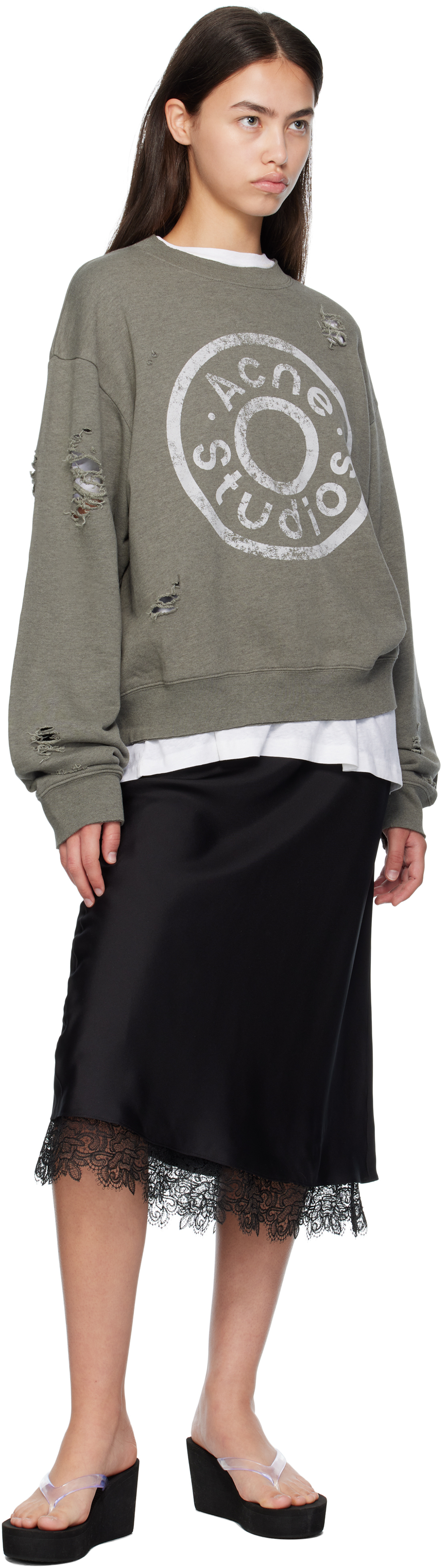 Acne Studios Gray Printed Logo Sweatshirt