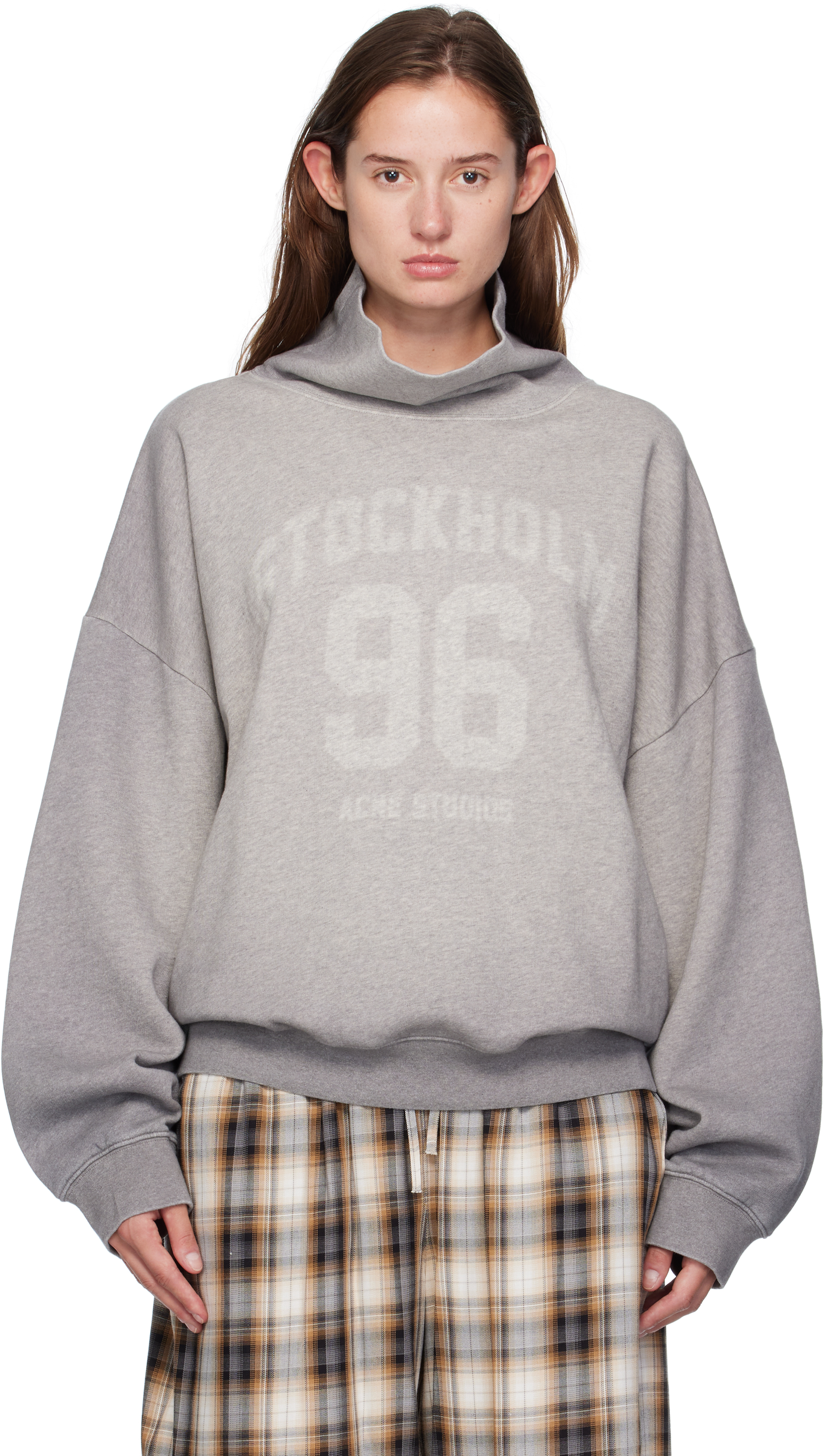 Acne Studios Grey Oversized Turtleneck Sweatshirt Women In Gray