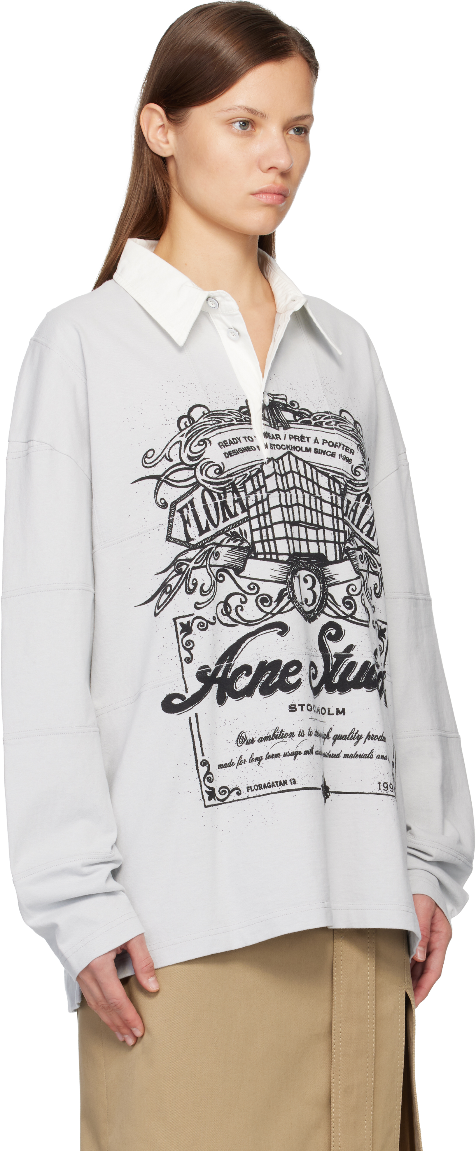 Acne Studios Logo Cotton T-shirt In Gray