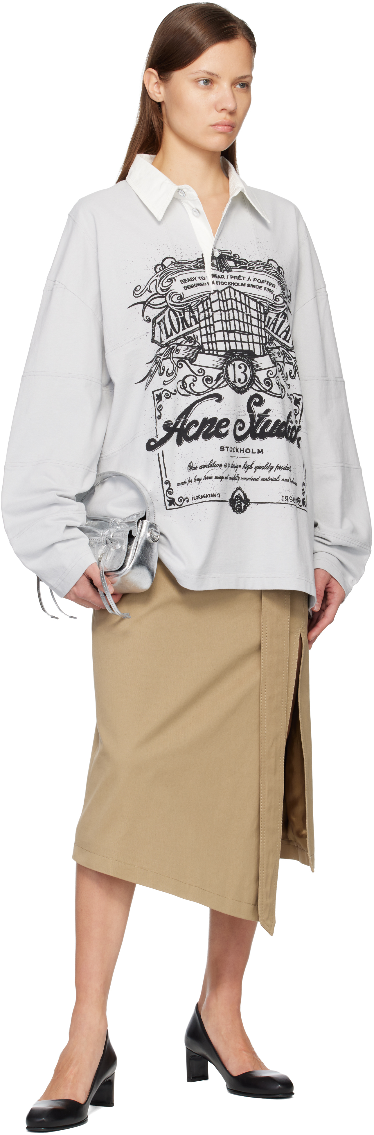 Acne Studios Logo Cotton T-shirt In Gray