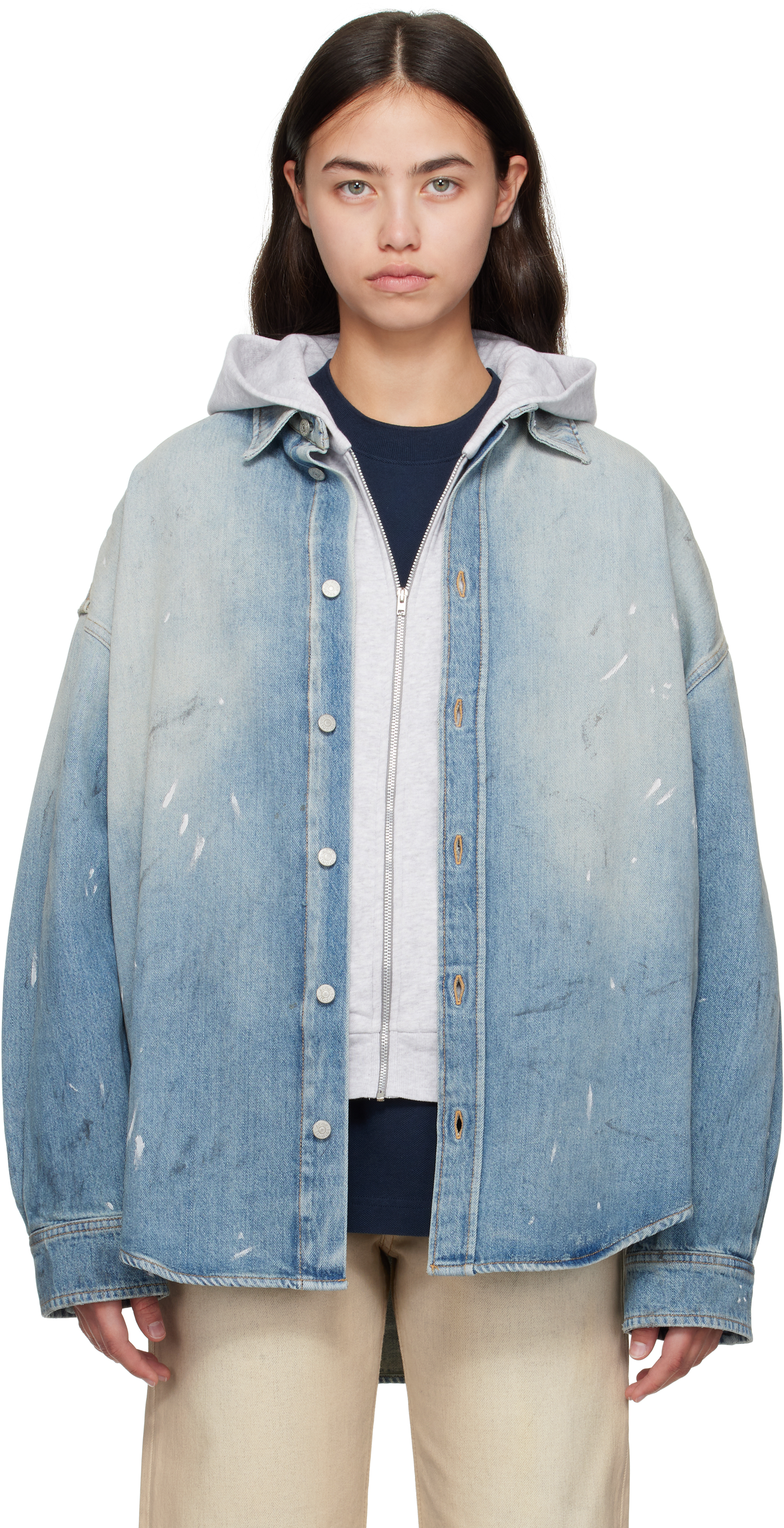 Acne Studios ボタンアップデニムシャツ Acne Studios - ボタンアップ デニムシャツ - ダークブルー