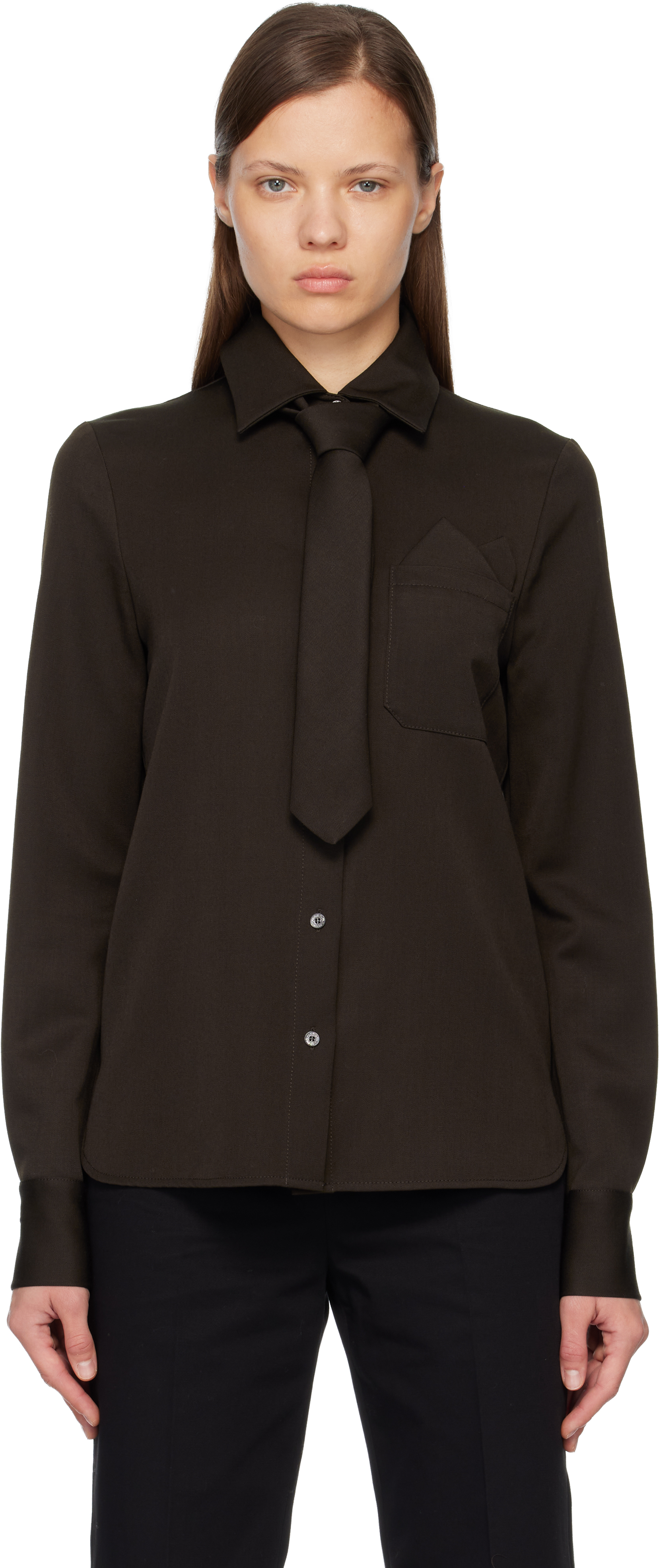 Acne Studios Brown Tie Shirt In Brown