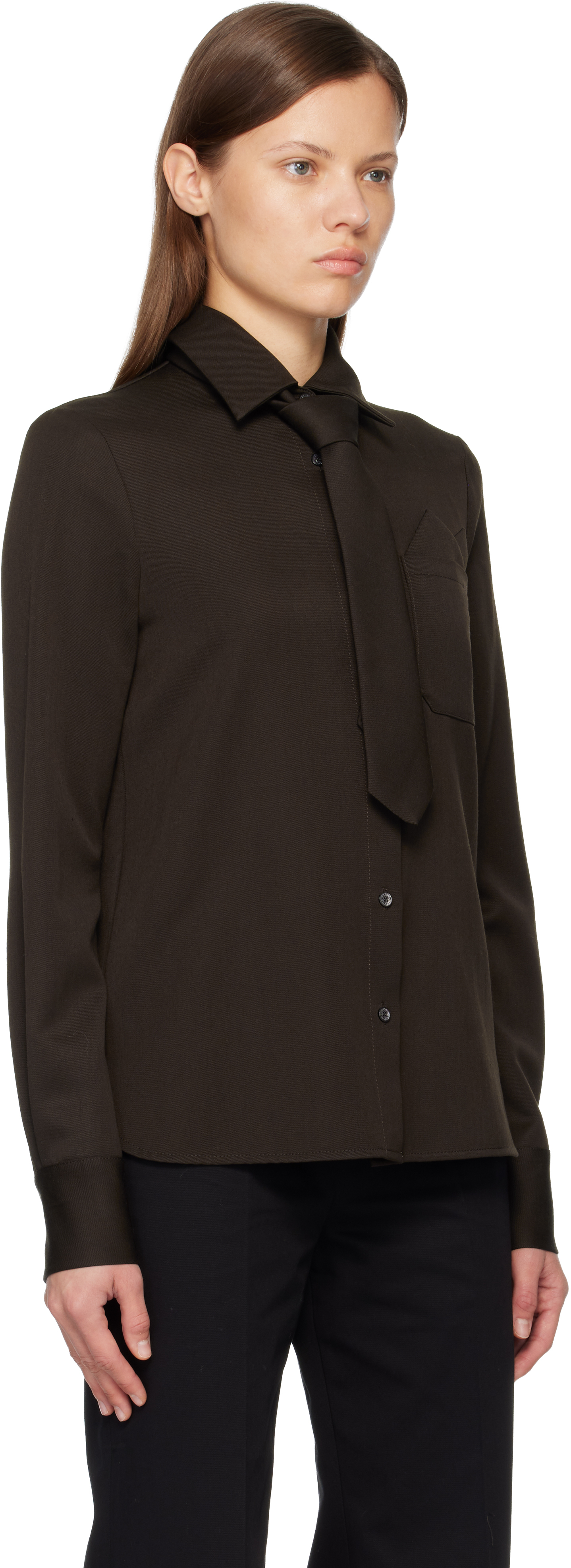 Acne Studios Brown Tie Shirt In Brown